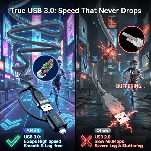 AMVR 16FT Link Cable for Meta Quest 3 3S 2 Pico 4 USB 3.0 PCVR Charging Cord
