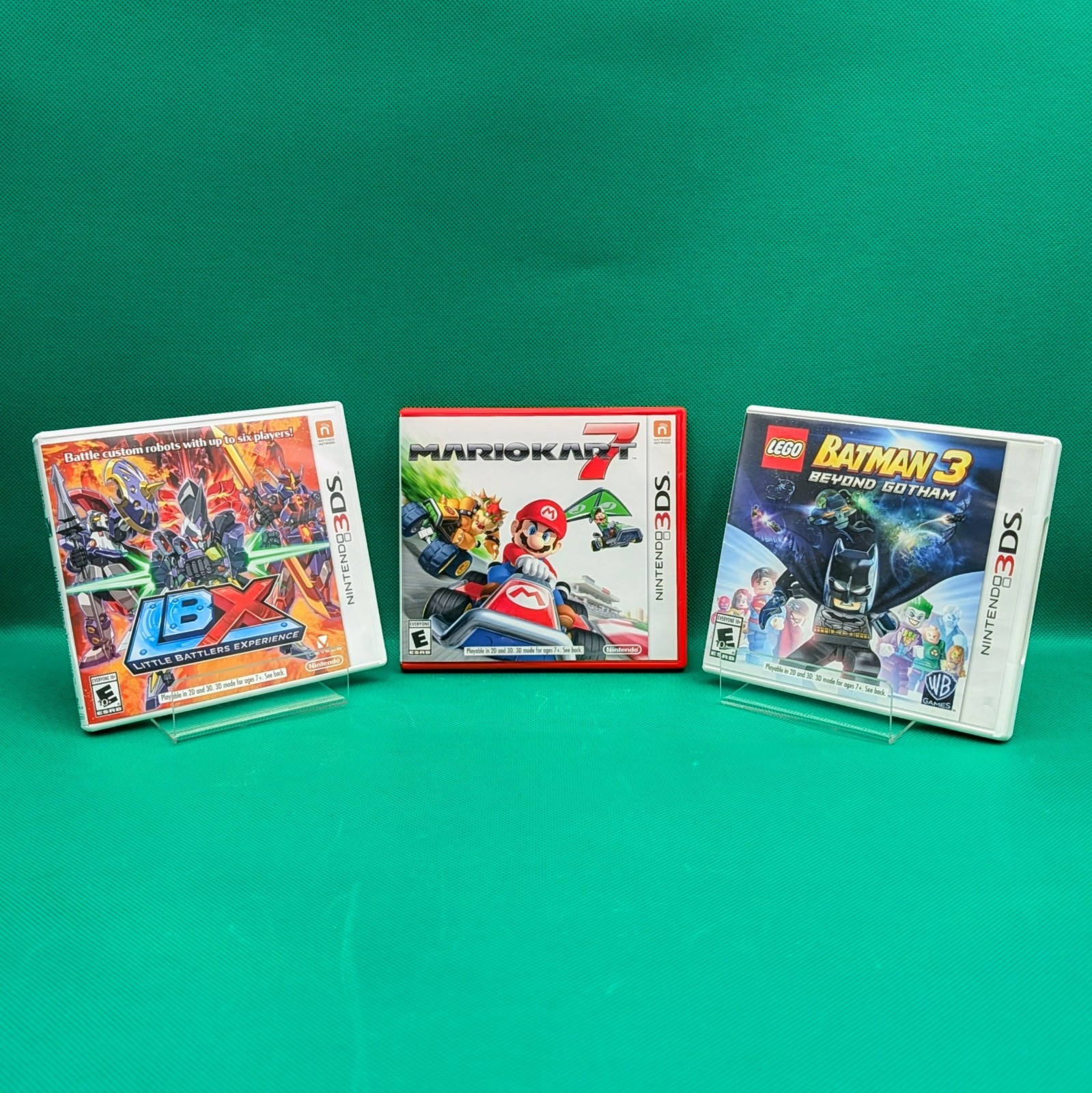 Nintendo 3DS Game Bundle Mario Kart 7 Lego Batman 3 Little Battlers eXperience
