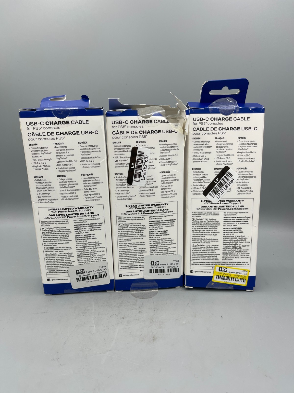 Lot Of 3 Playstation PowerA USB-A to USB-C Charge Cable for PlayStation 5 (READ)