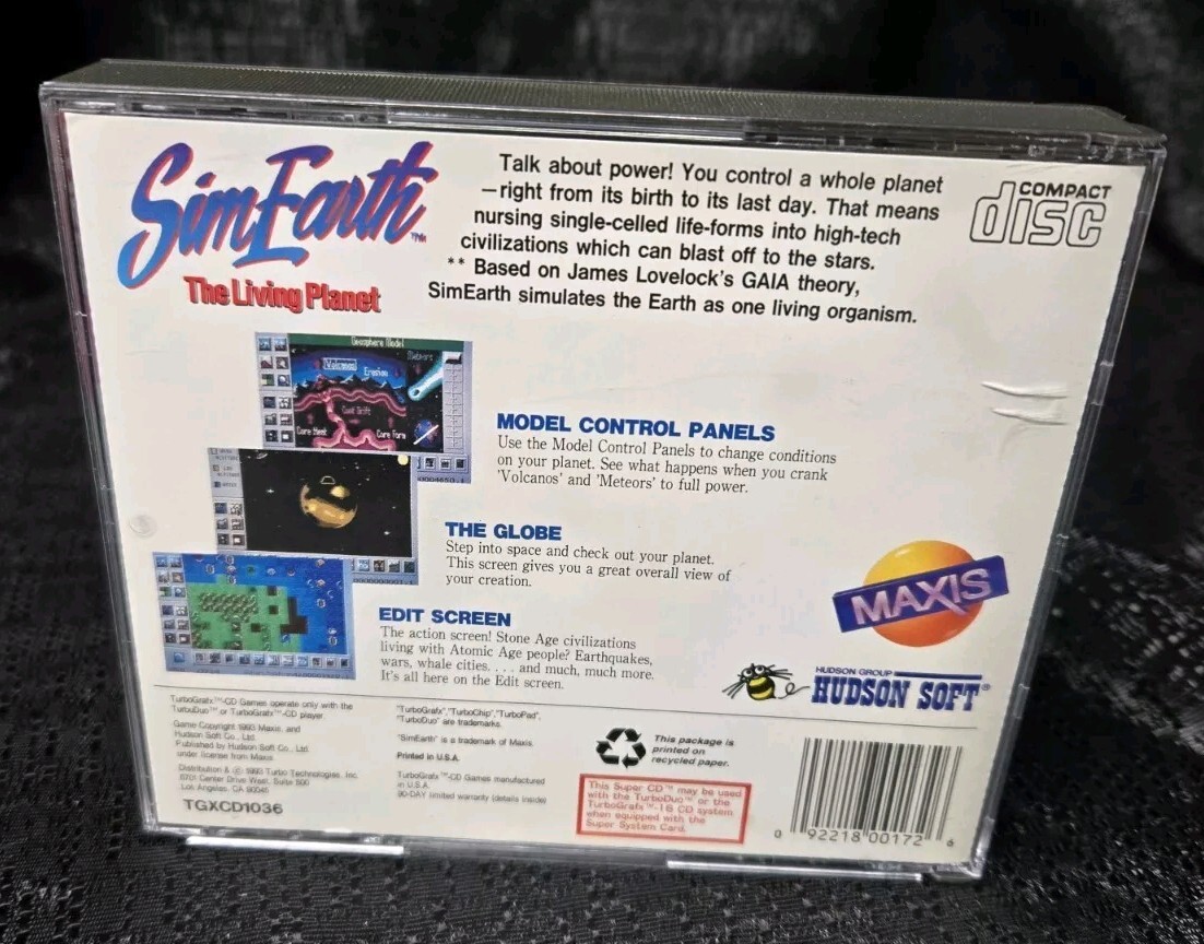 SimEarth: The Living Planet 1993 TurboGrafx CD Super CD TurboDuo
