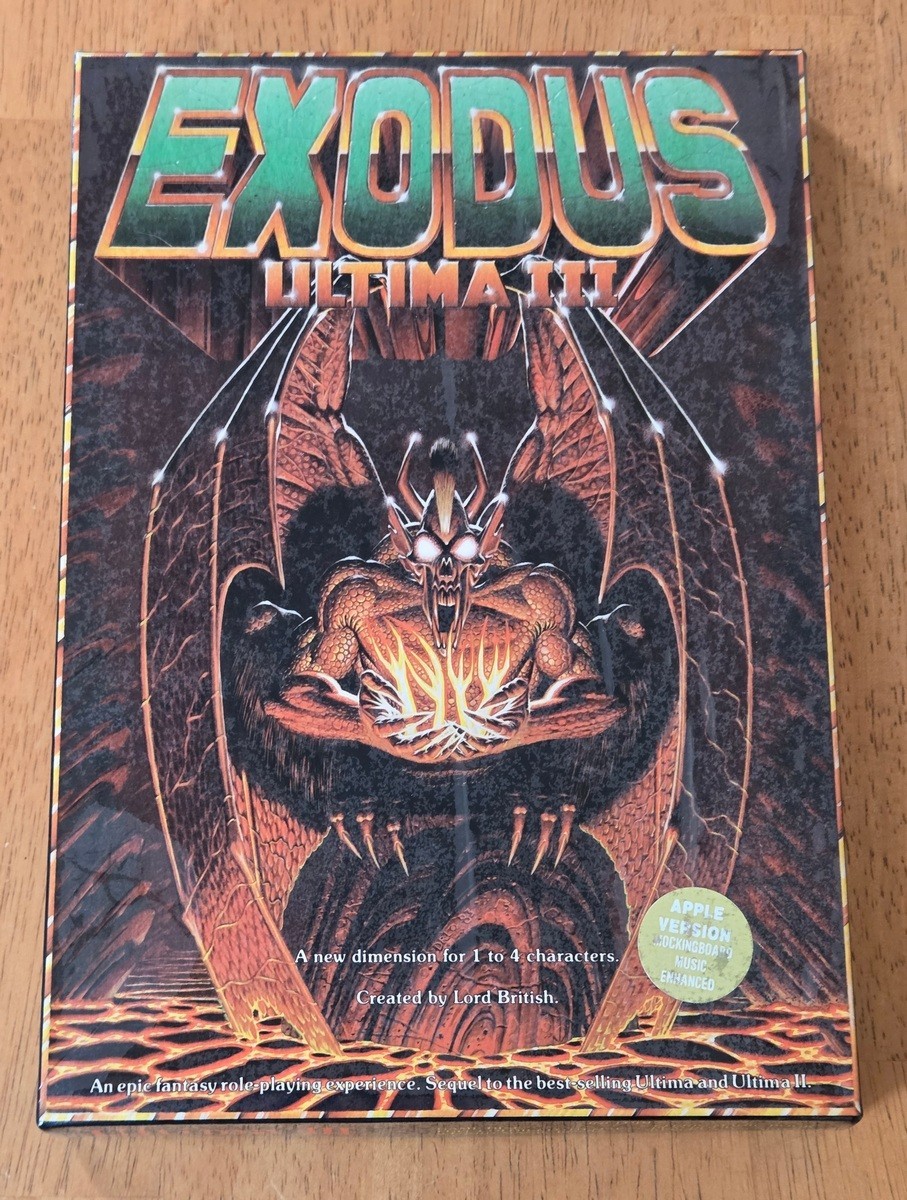Ultima III Exodus Apple Big Box Game 5.25″ Complete CIB Cloth Map 1983 Glossy