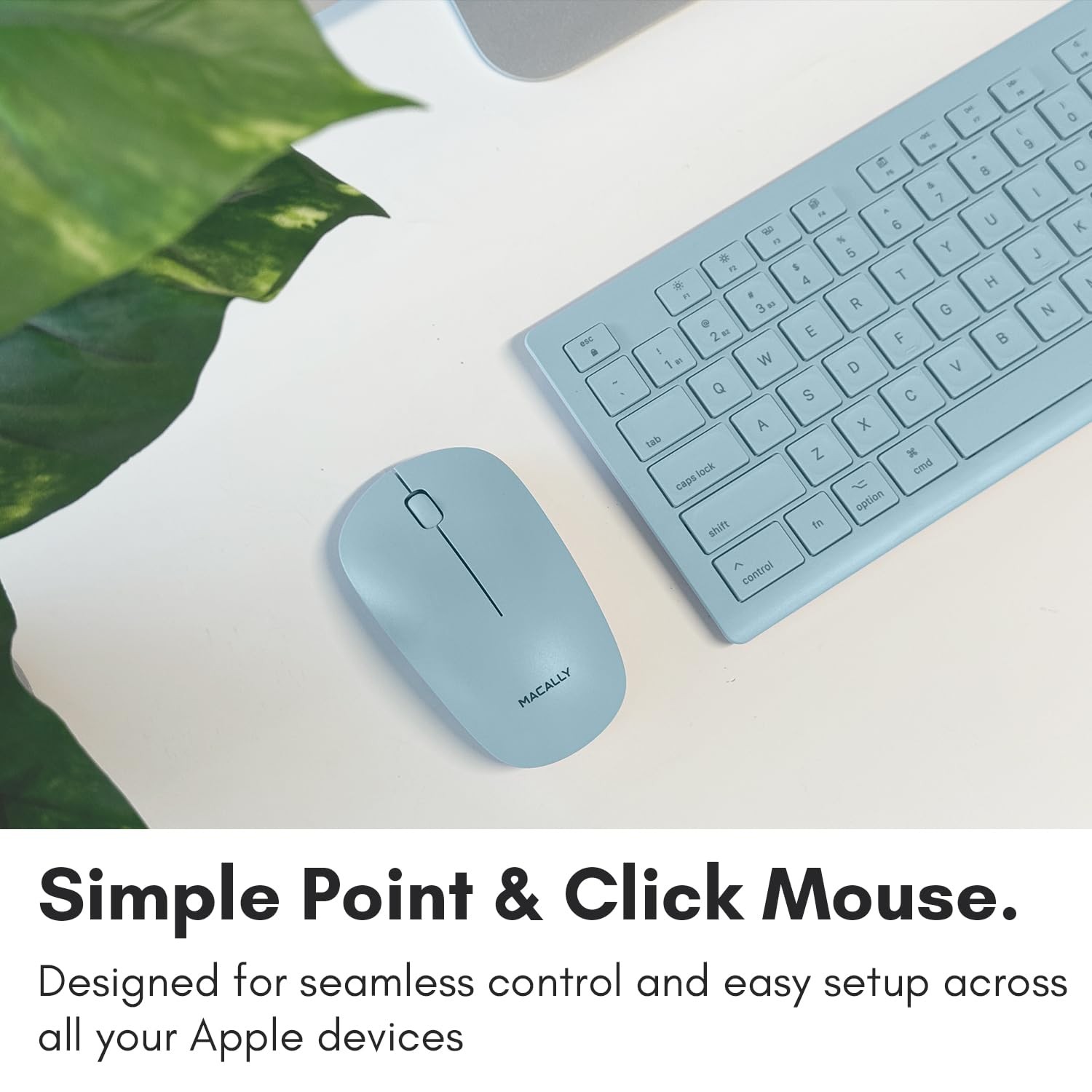 Macally Wireless Keyboard and Mouse Combo for Mac mini/Pro, iMac, Light Blue