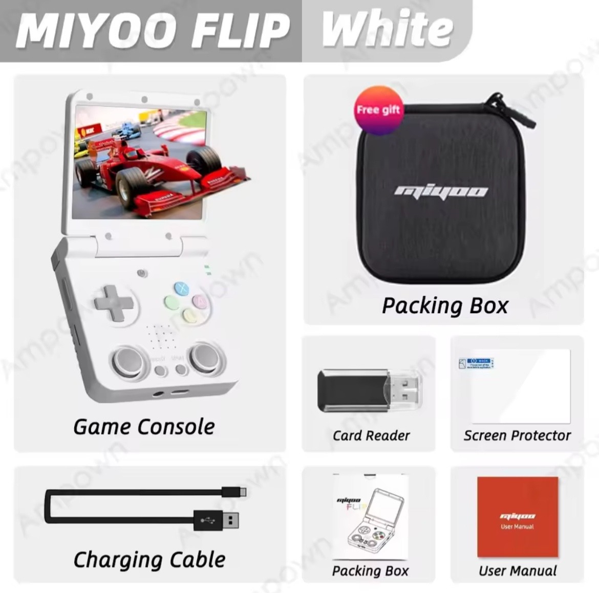 MIYOO Flip V2 Handheld Game Players 3.5”IPS Screen Linux System Onion OS Video