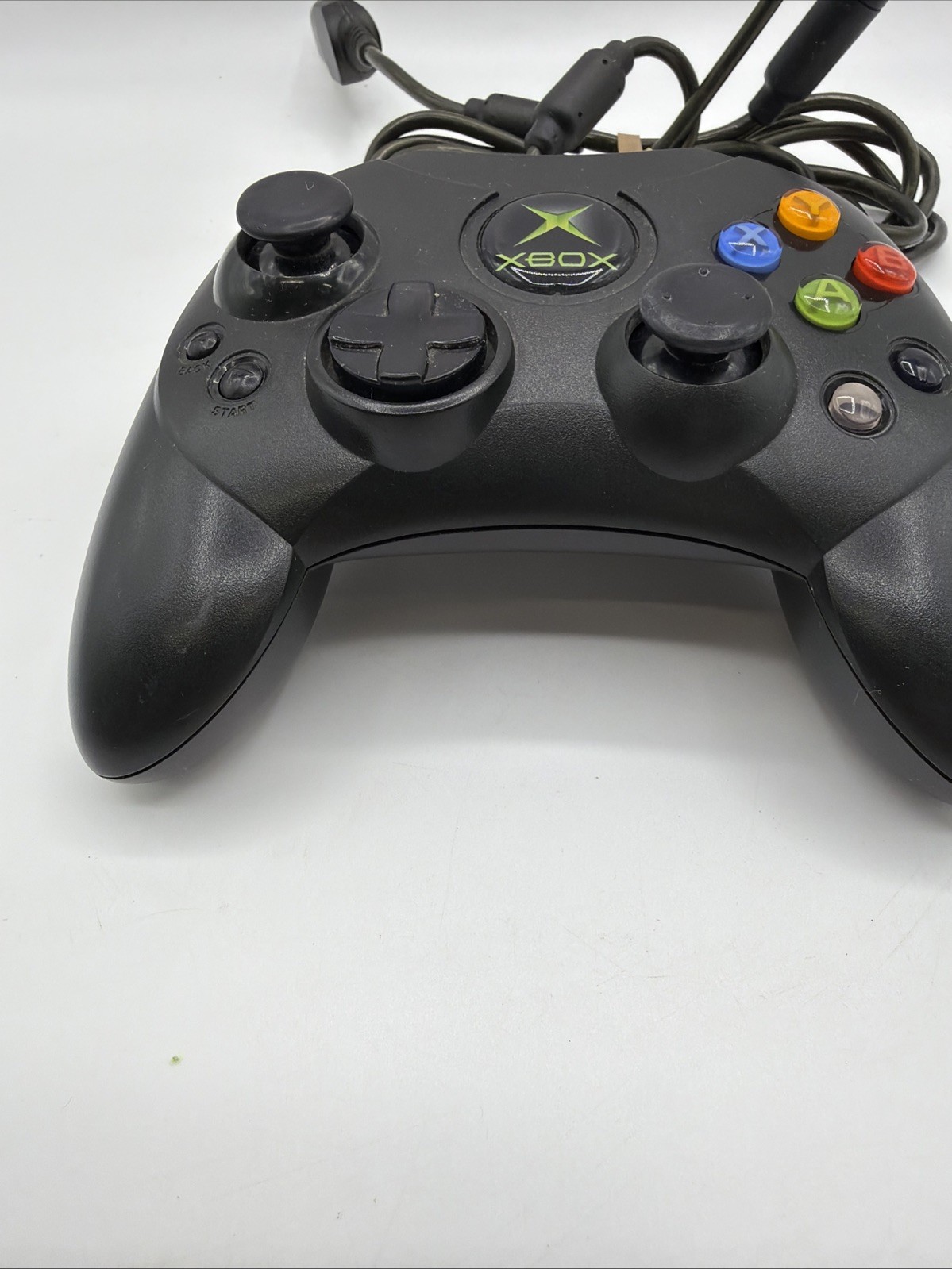 Microsoft Xbox OEM S-Type Controller X08-69873 Black with Breakaway Cable Tested