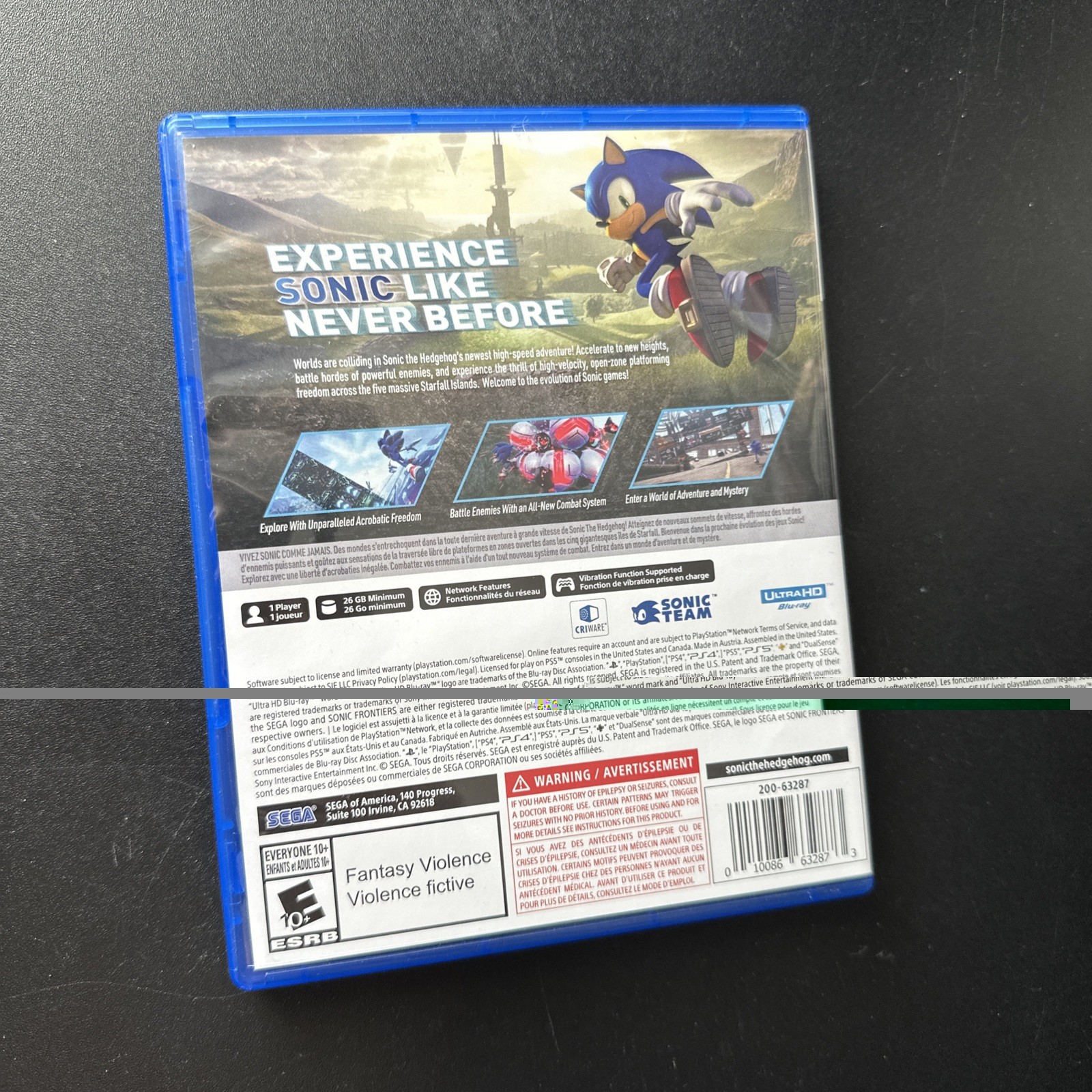 Sonic Frontiers CIB USA Sony PlayStation 5 Ps5 Tested Working Sega