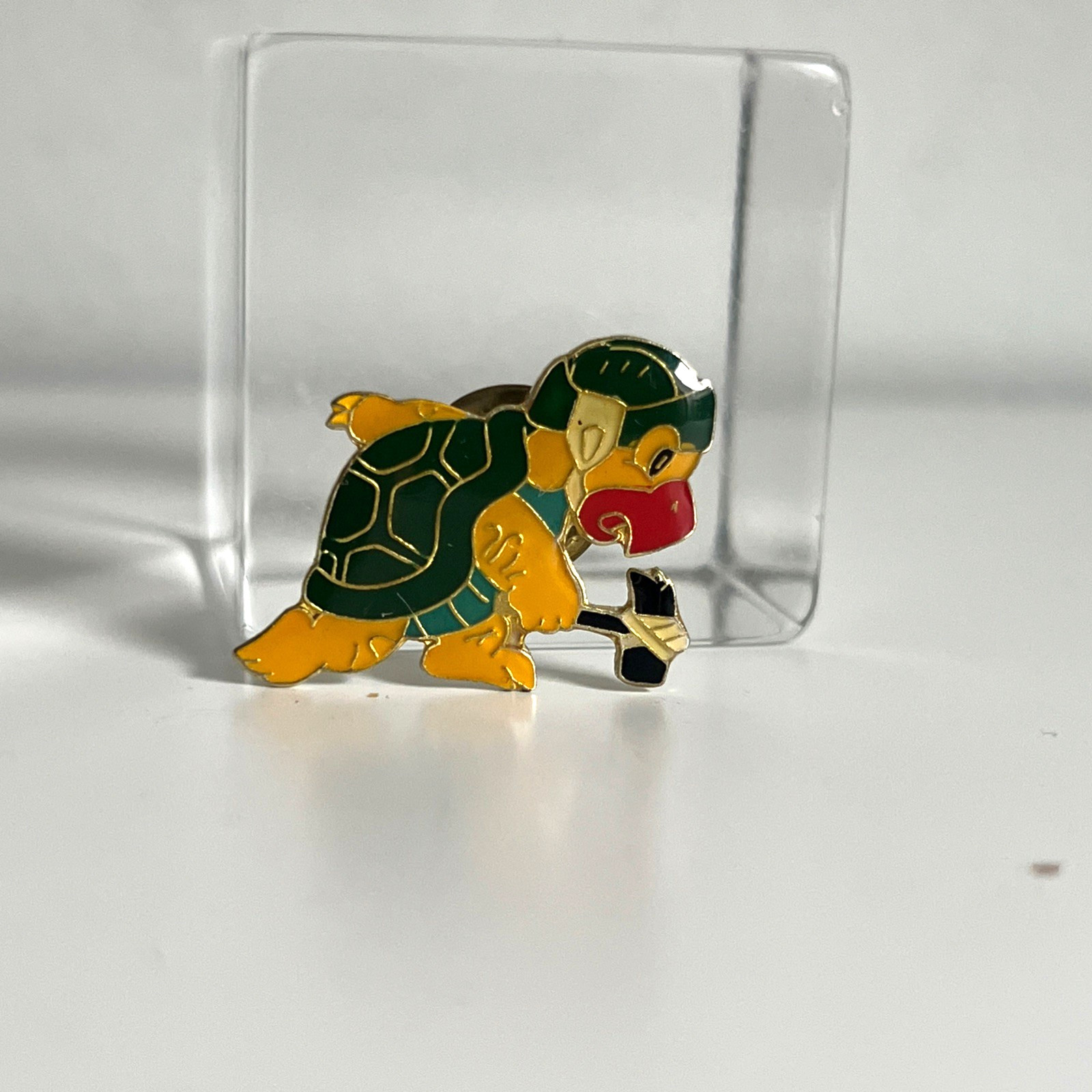 Vintage 1988 Nintendo Koopas Hammer Mario Brothers Enamel Taiwan Turtle Tack Pin