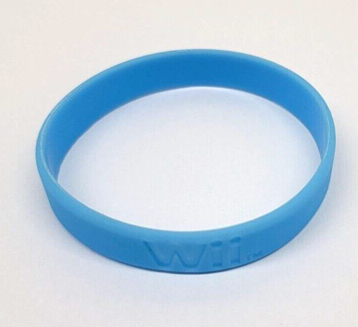 Authentic Nintendo Wii Promotional Promo Blue Rubber Wristband – Brand New