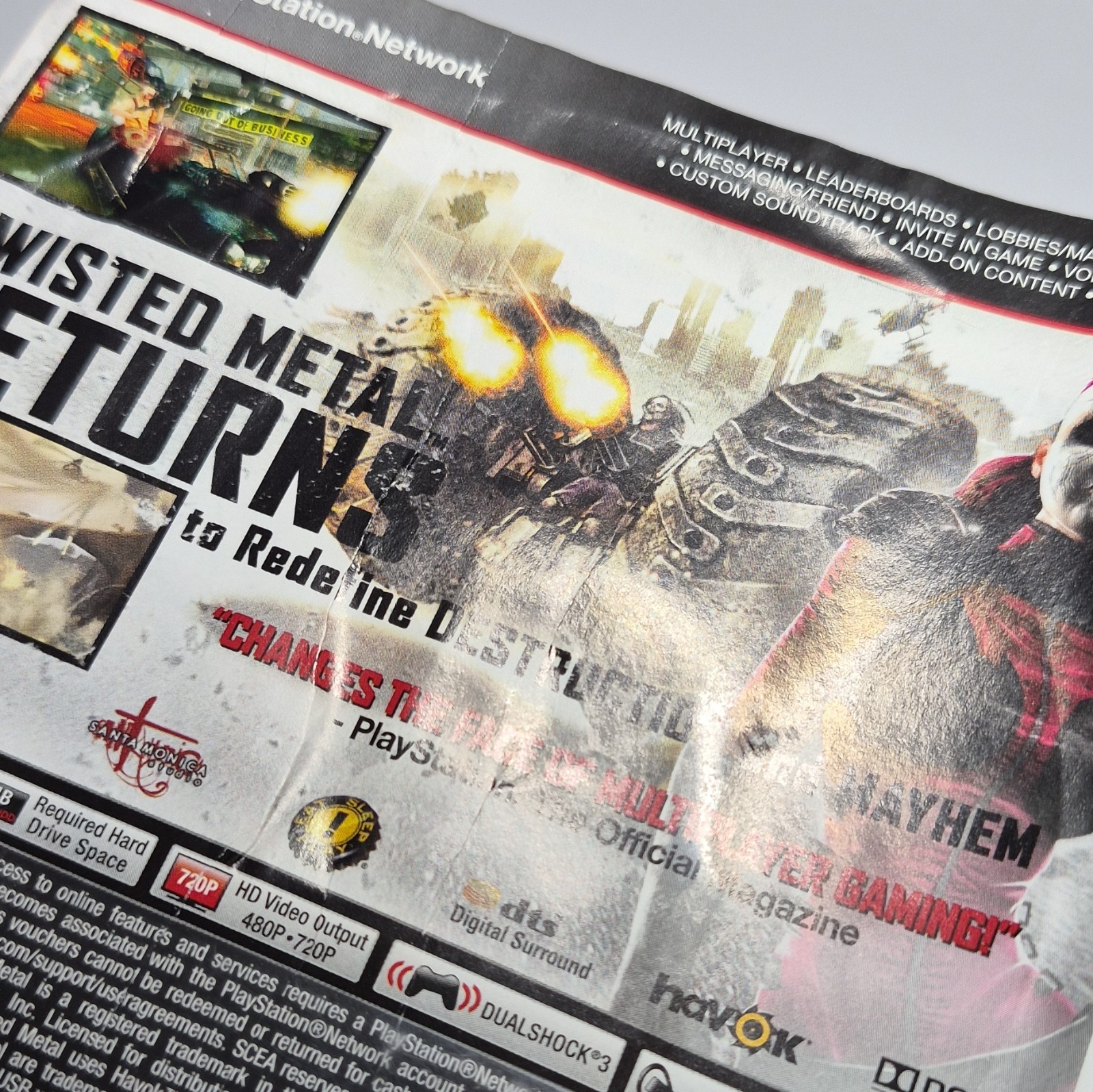 Sony Twisted Metal Limited Edition PS3 2012 Multiplayer Manual M NTSC-U/C