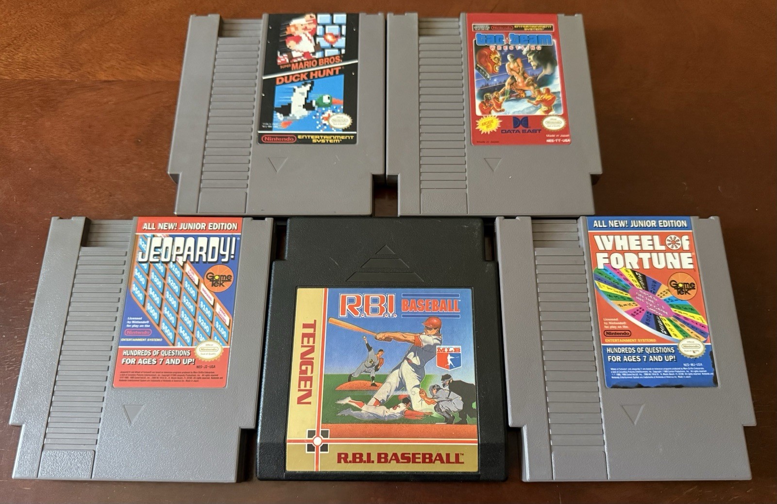 Nintendo NES Lot of 5! Mario/Duck Hunt Tag Team Wrestling RBI Baseball GameTek