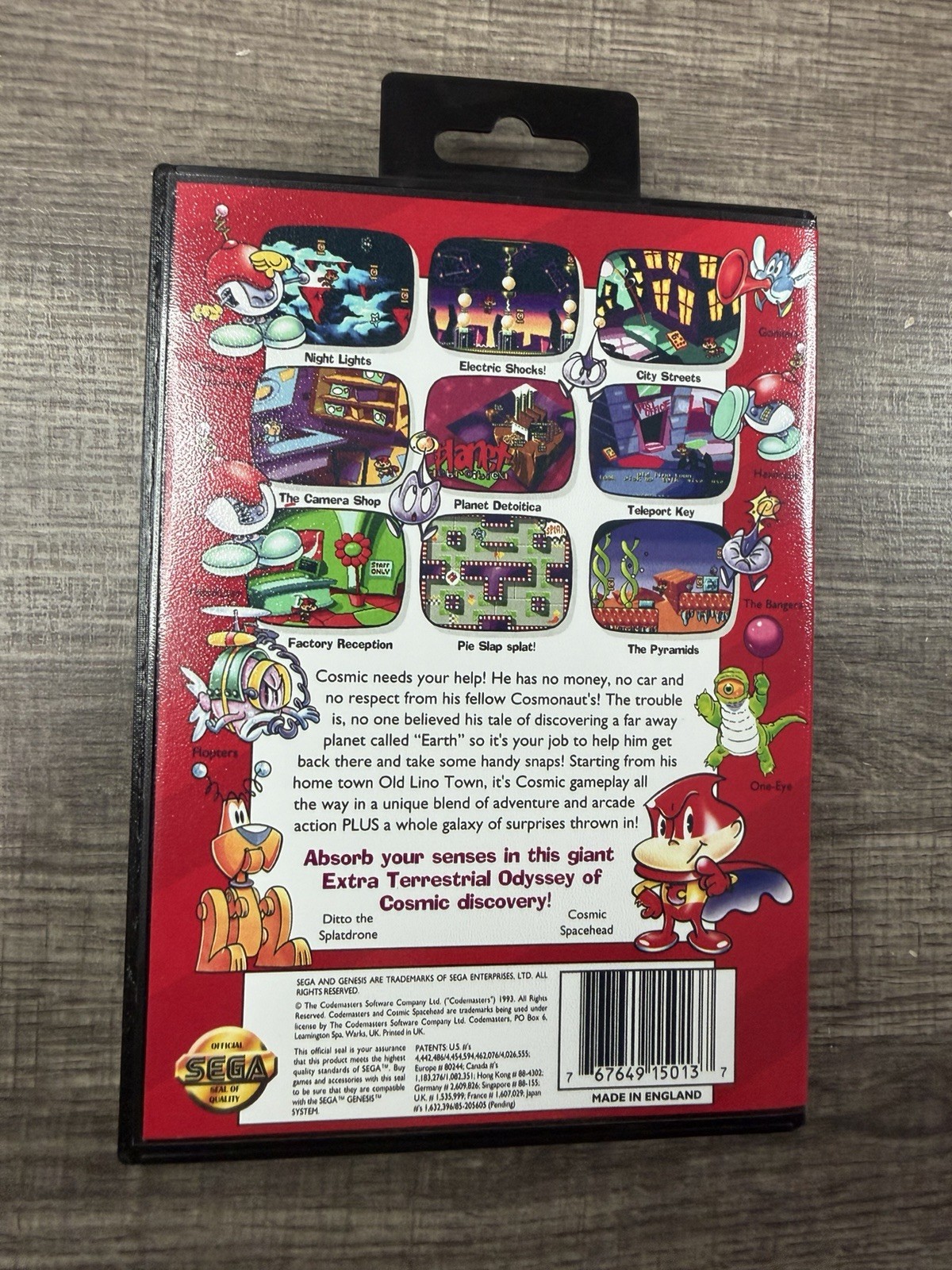 Cosmic Spacehead Custom Game Case For Sega Genesis *NO GAME*