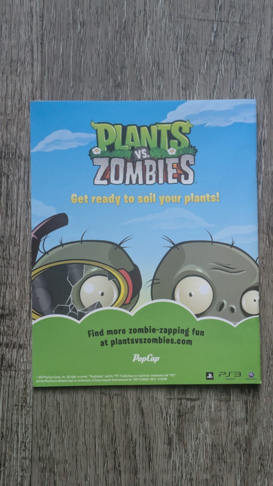 PLANTS VS ZOMBIES – PLAYSTATION 3 PS3 – INSTRUCTION MANUAL