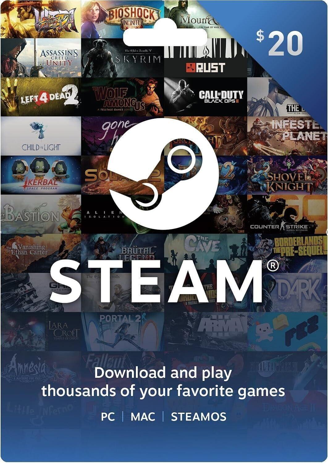 Steam Gift Card Pc Prepaid Gift Card Game Card Game Gift Card $20