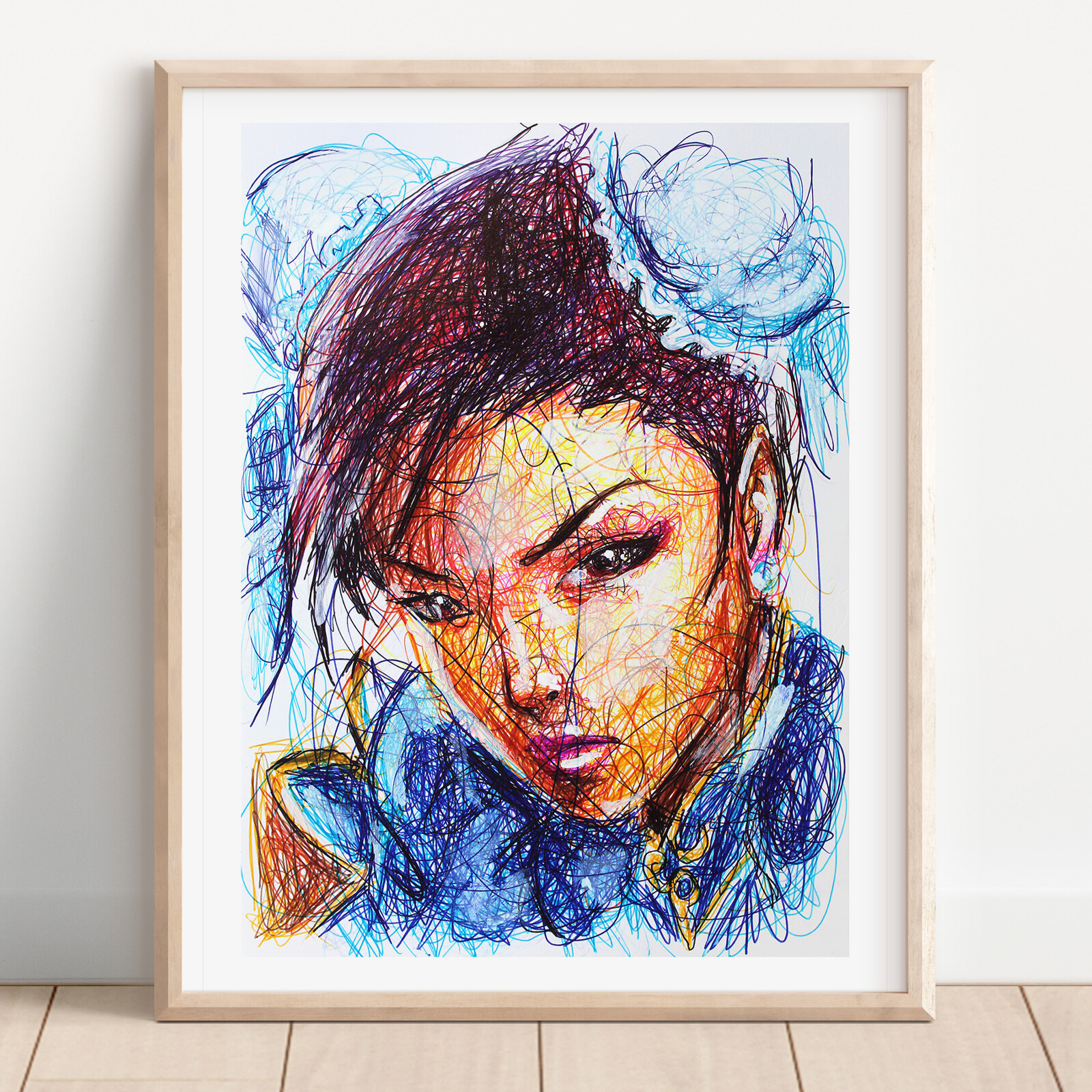 Chun-Li Ballpoint Pen Print, Street Fighter Art Poster