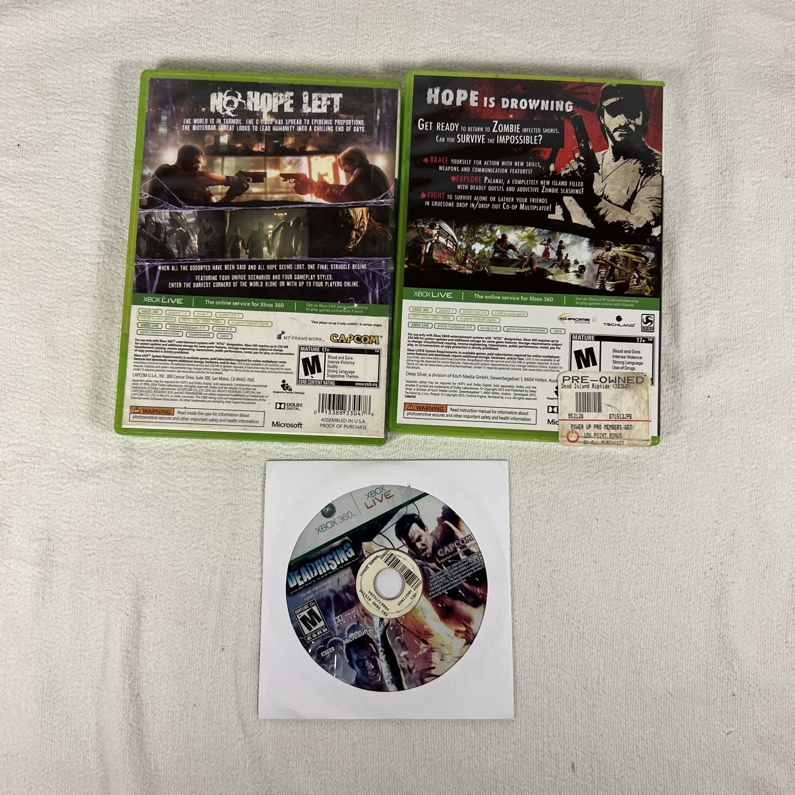 Resident Evil 6 Dead Island Riptide Deadrising Zombie Lot Microsoft Xbox 360