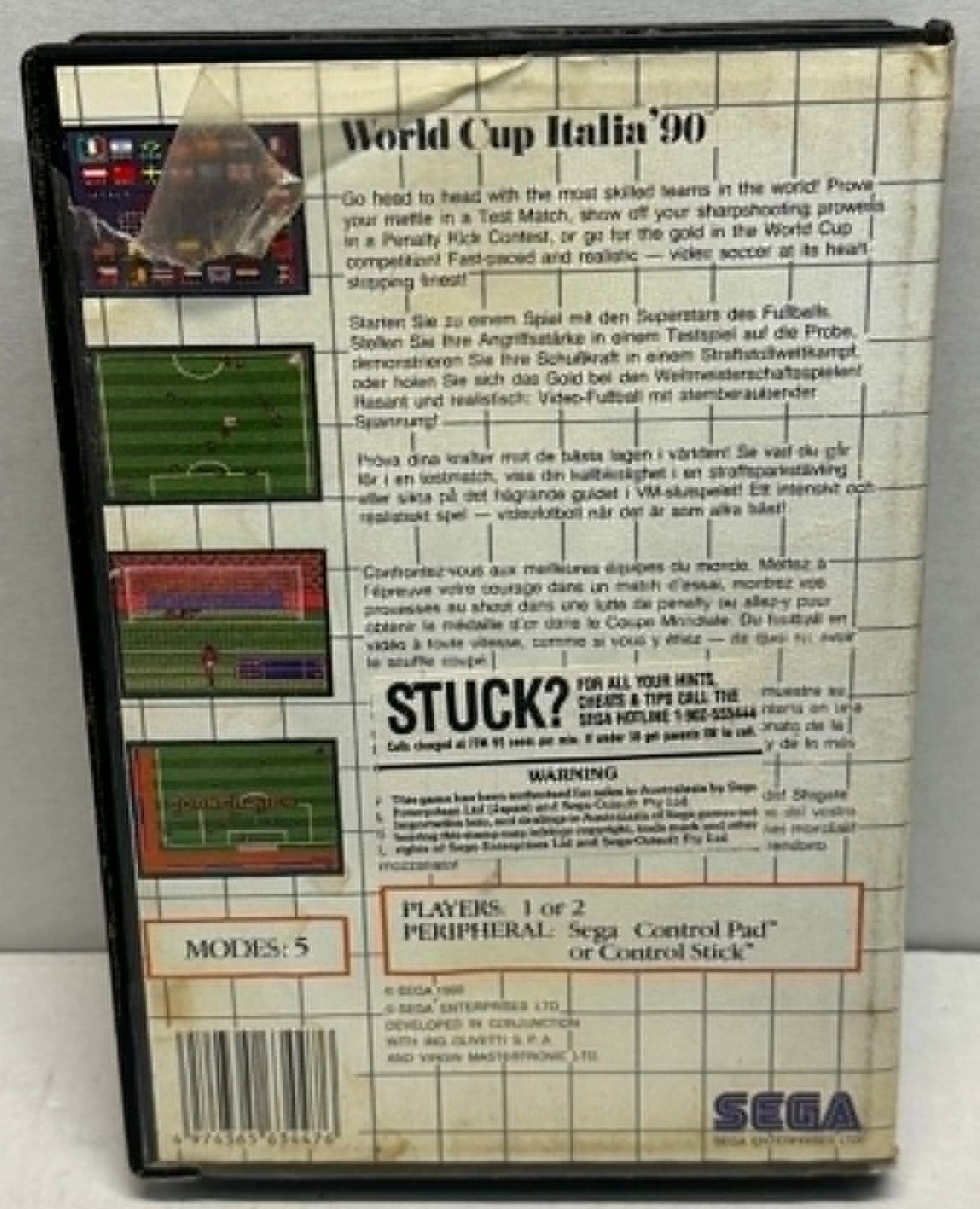 World Cup Italia 90 Sega Master System *No Manual*