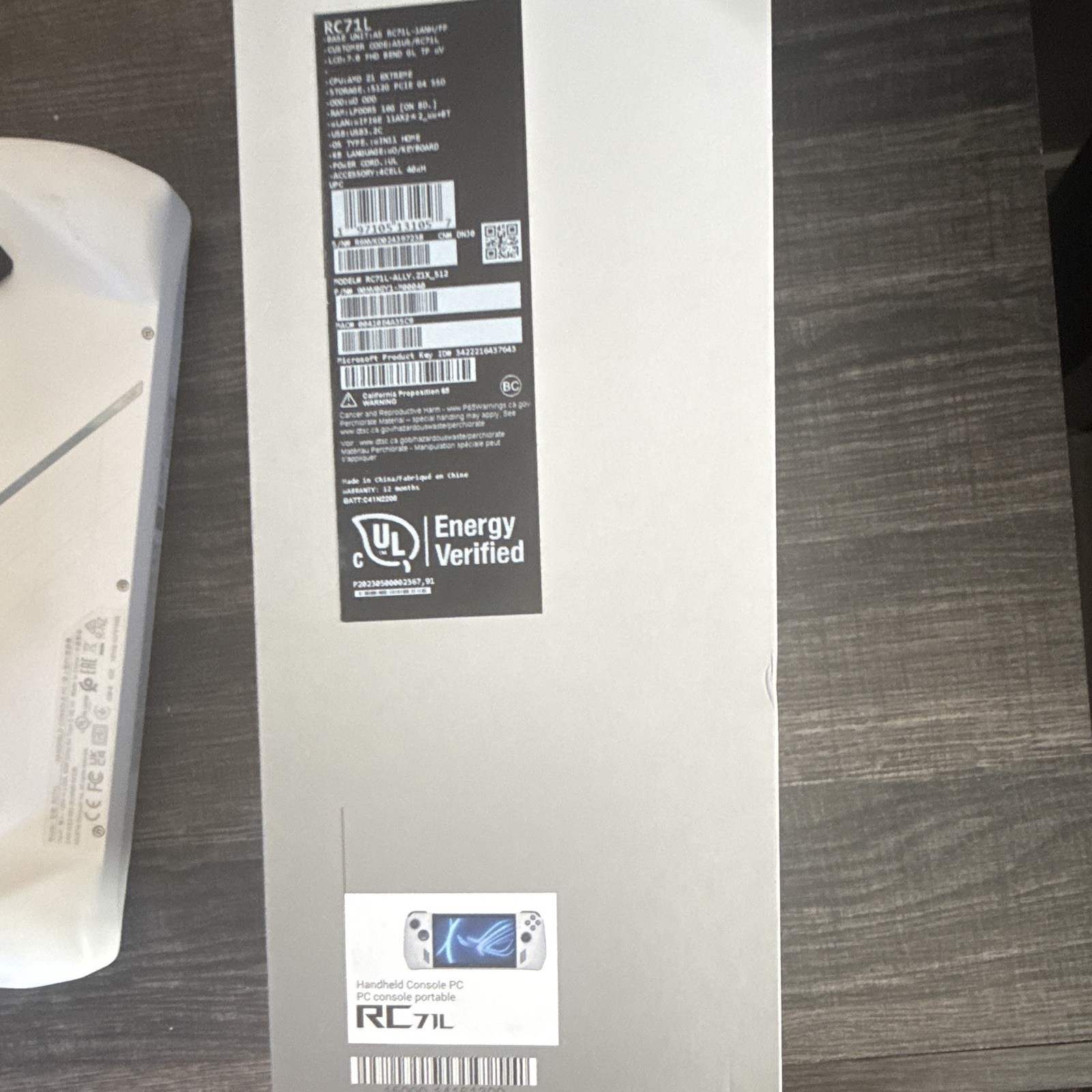 ASUS ROG Ally RC71L 512GB White Handheld PC Console FHD Wi-Fi USB-C 2023