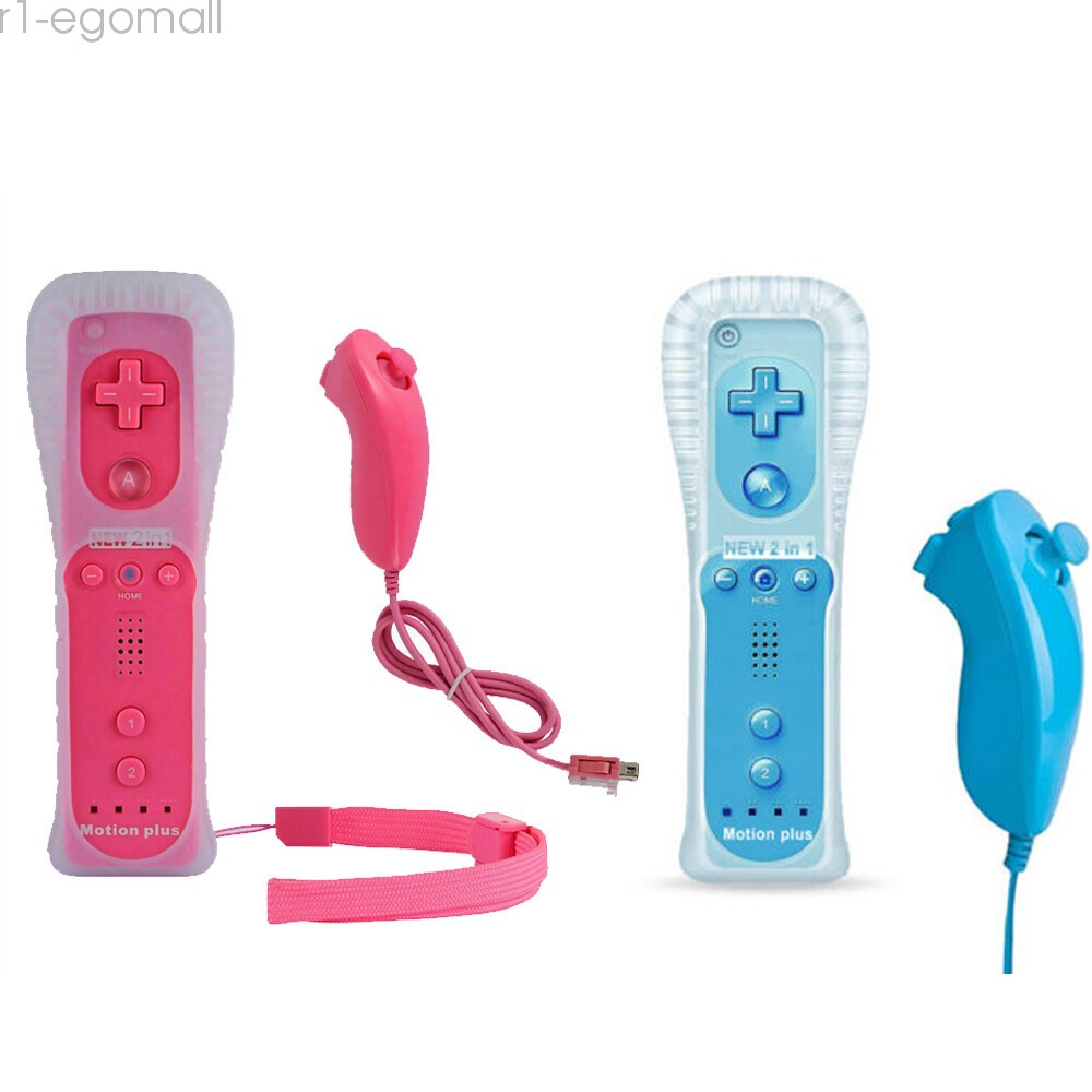Built in Motion Plus Remote Controller& Nunchuck For Nintendo Wii Wii U+Strap US