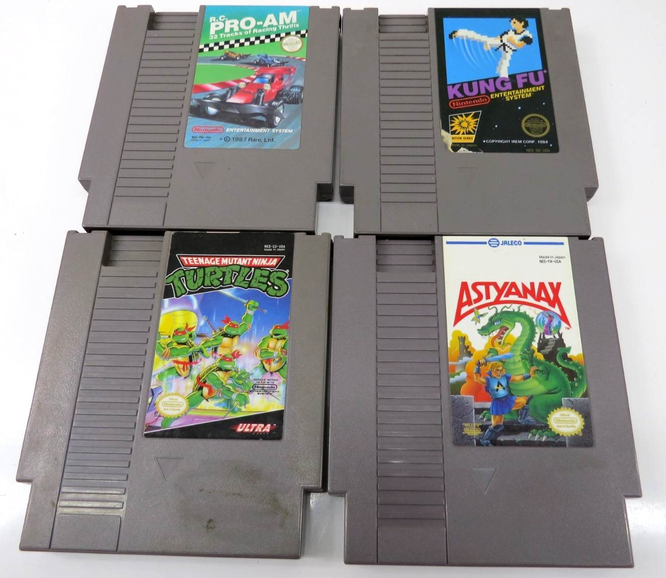 Lot Of 4 Nintendo NES Game Carts Kung Fu, Ninja Turtles, Astyanax, RC Pro Am