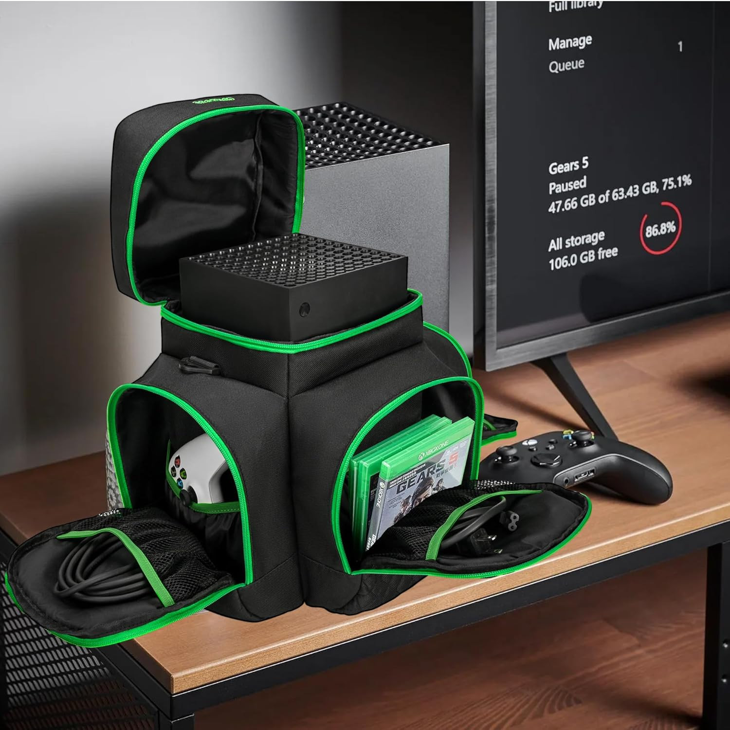 Carrying Case Compatible with Xbox Series X, Travel Bag with Multiple Storage Po