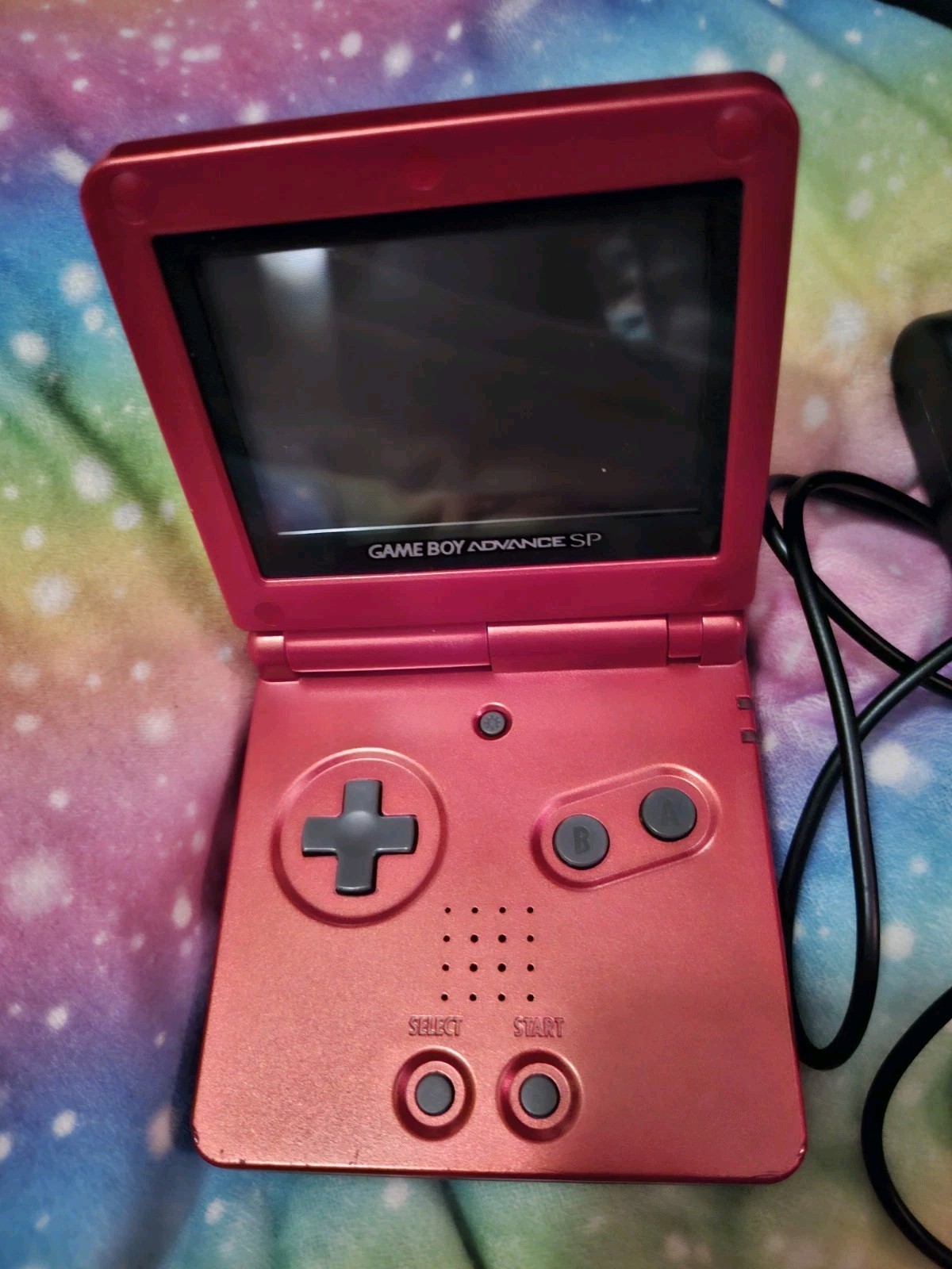 Nintendo Game Boy Advance SP with Charger & 1 Game Warioland 4- Tested Flame Red