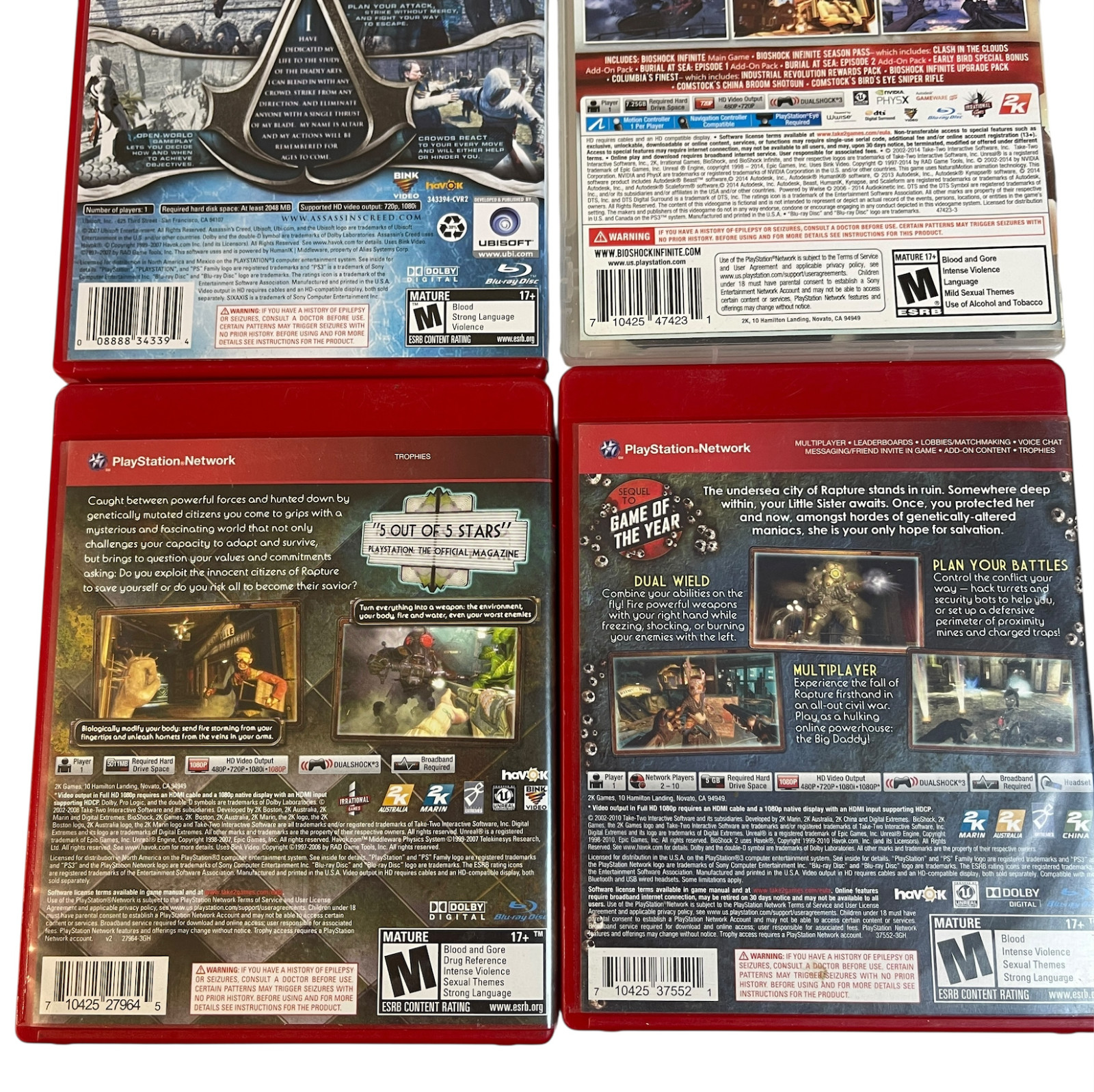 Playstation 3 PS3 7 Game Lot Bioshock Assassin’s Creed Doom 3 Tested Clean Discs