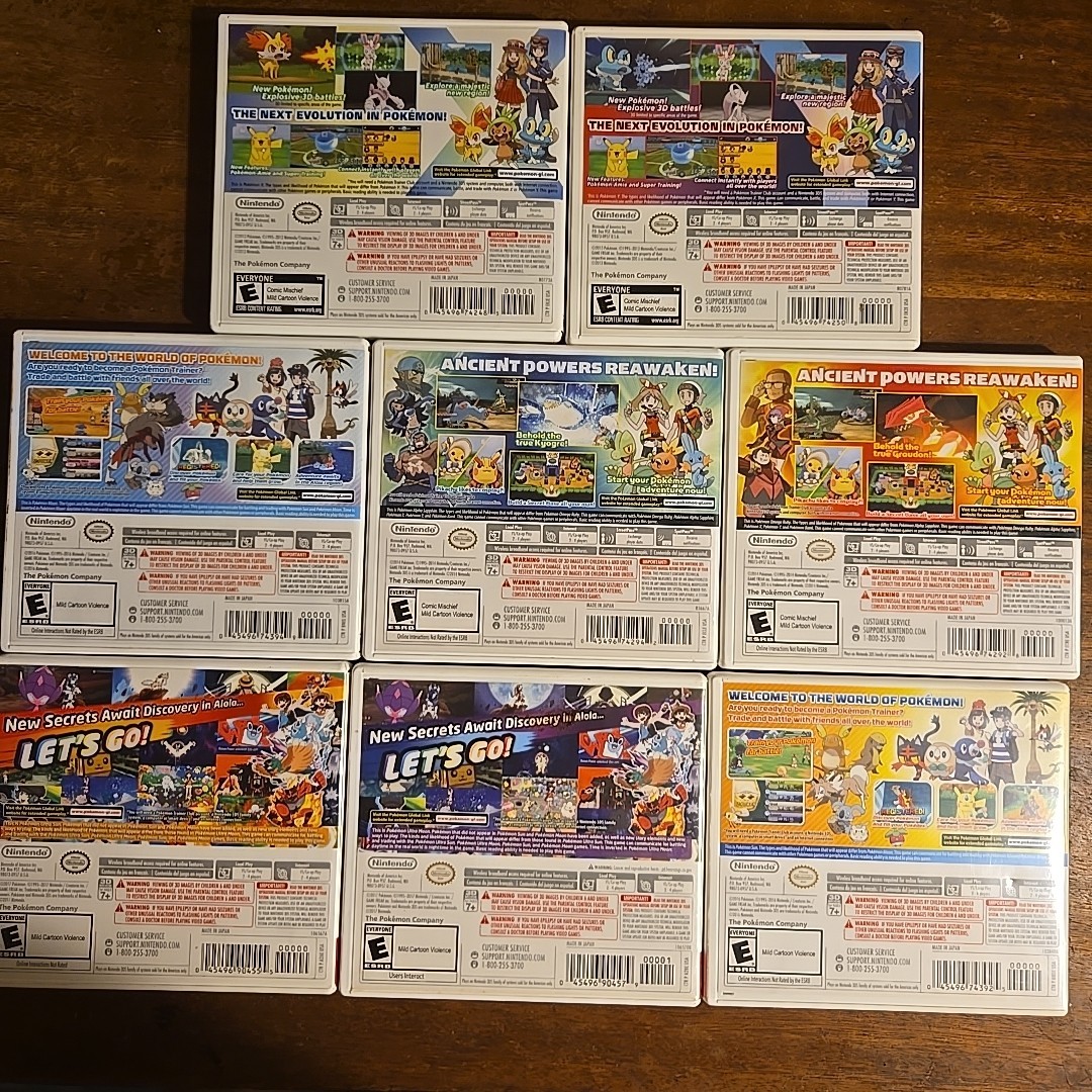 Pokemon Ultra Moon, Ultra Sun, X, Y, Alpha, Omega Ruby- Cases & Inserts -NO GAME