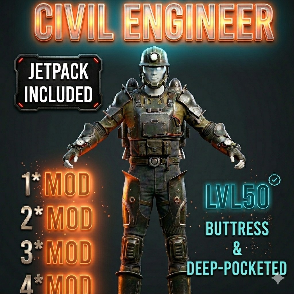 Civil Engineer Armor +mods Ps4 Ps5 Fallout 76