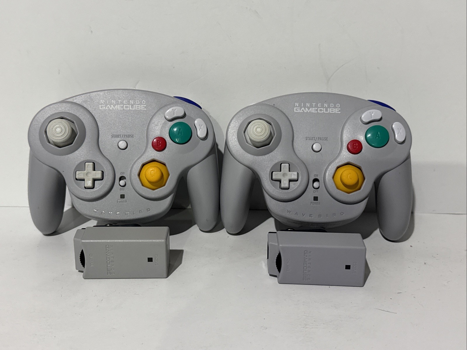 (2) Nintendo GameCube WaveBird Wireless Controllers & Receivers Tested Gray #1