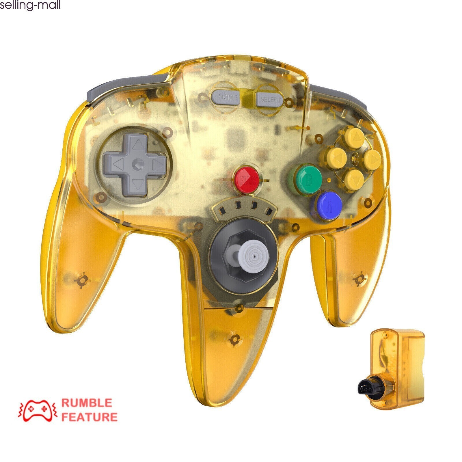 Wireless N64 Controller, 2.4GHz N64 Receiver,Rechargeable & Built-in Rumble