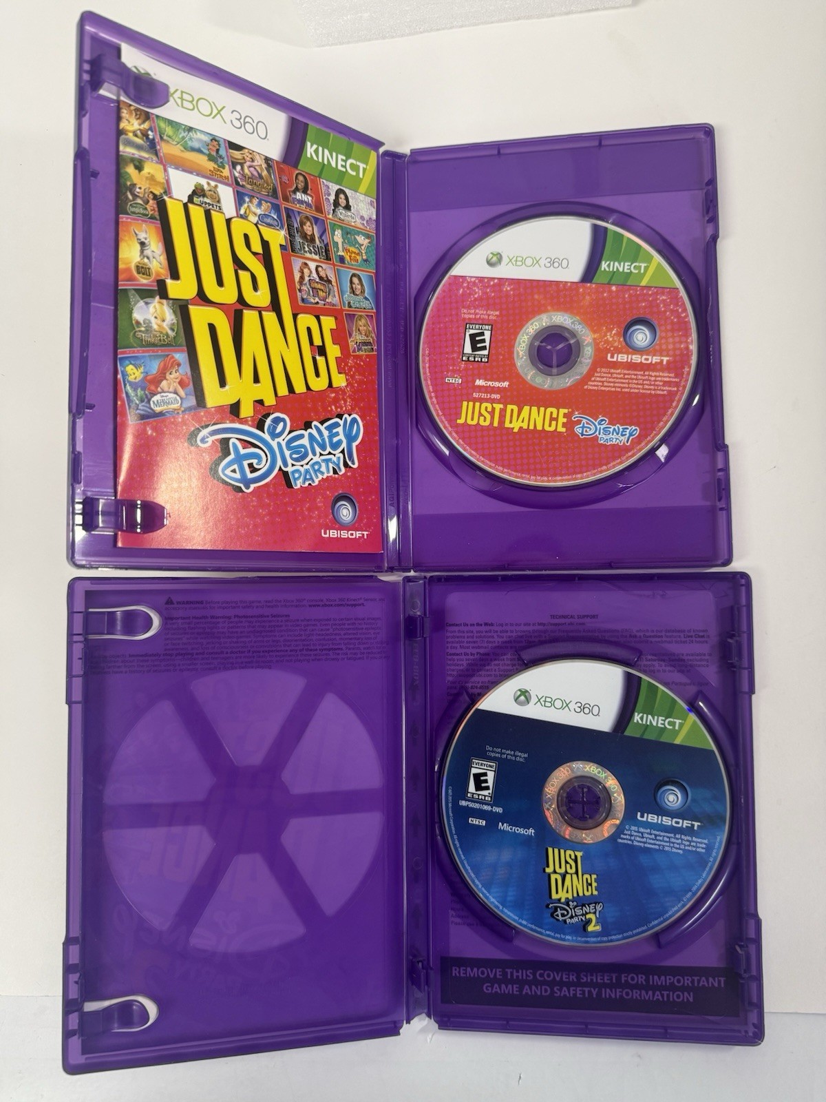Just Dance Disney Party 1 & 2 Bundle Lot (Xbox 360 Kinect) TESTED Read & See Pic