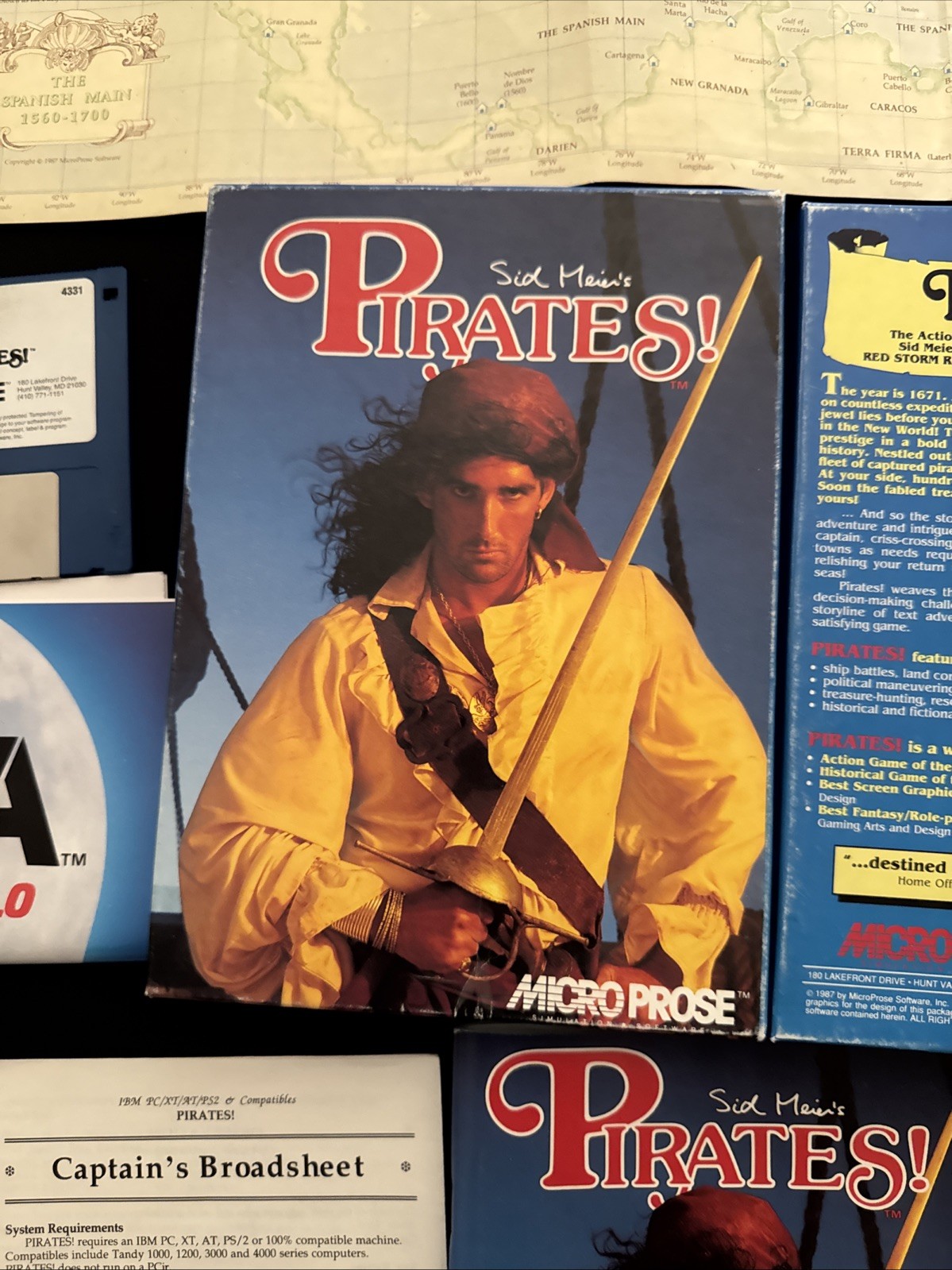 1987 Micro Prose Sid Meier’s Pirates! for PC IBM Tandy 5.25 Floppy COMPLETE