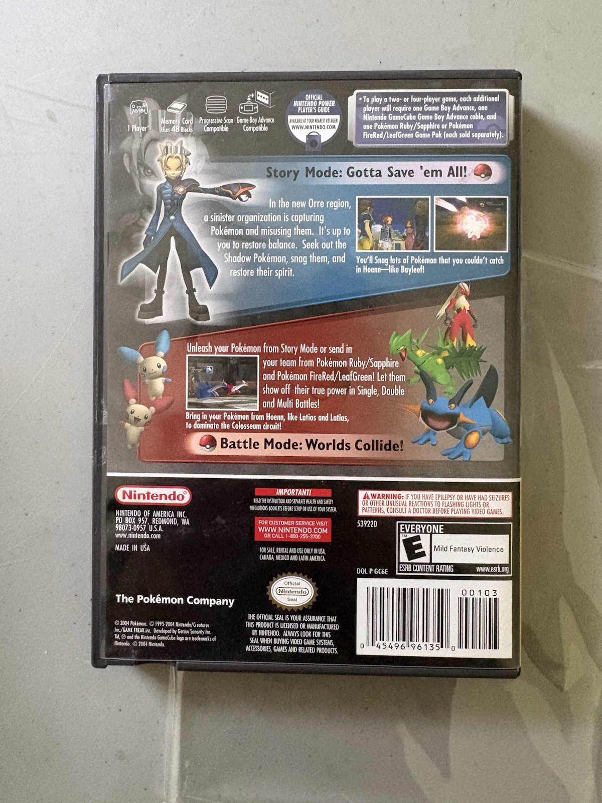 Nintendo Pokémon Colosseum Player’s Choice GameCube NTSC-U/C E 2004 Manual