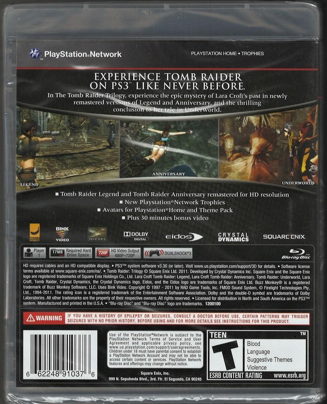 Tomb Raider Trilogy PS3 (Brand New Factory Sealed US Version) Playstation 3