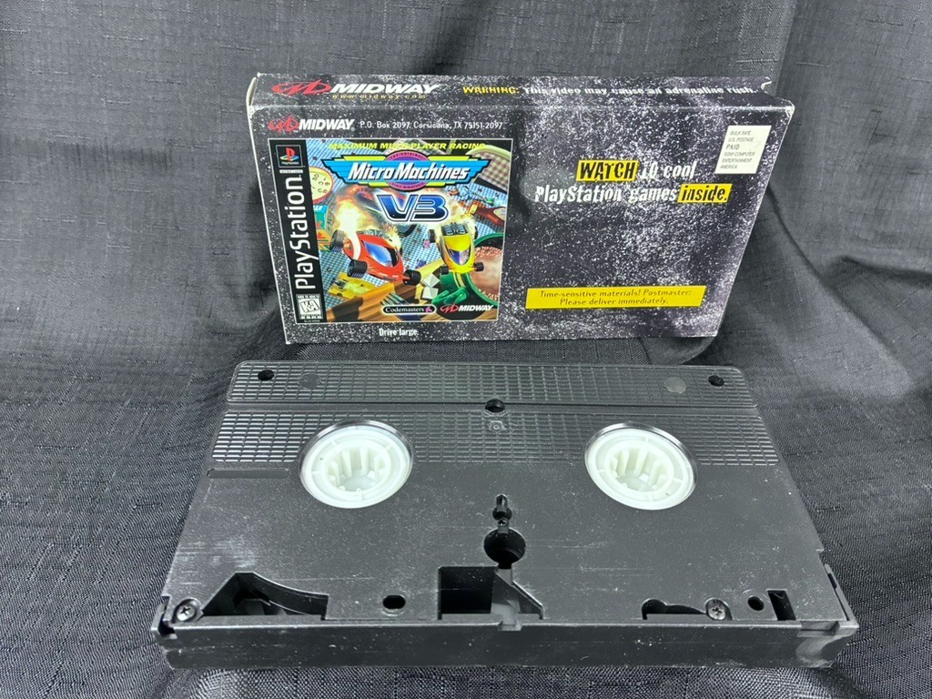 Midway PlayStation Micro Machines V3 VHS Tape 10 PS Games 1997 NBA Fastbreak
