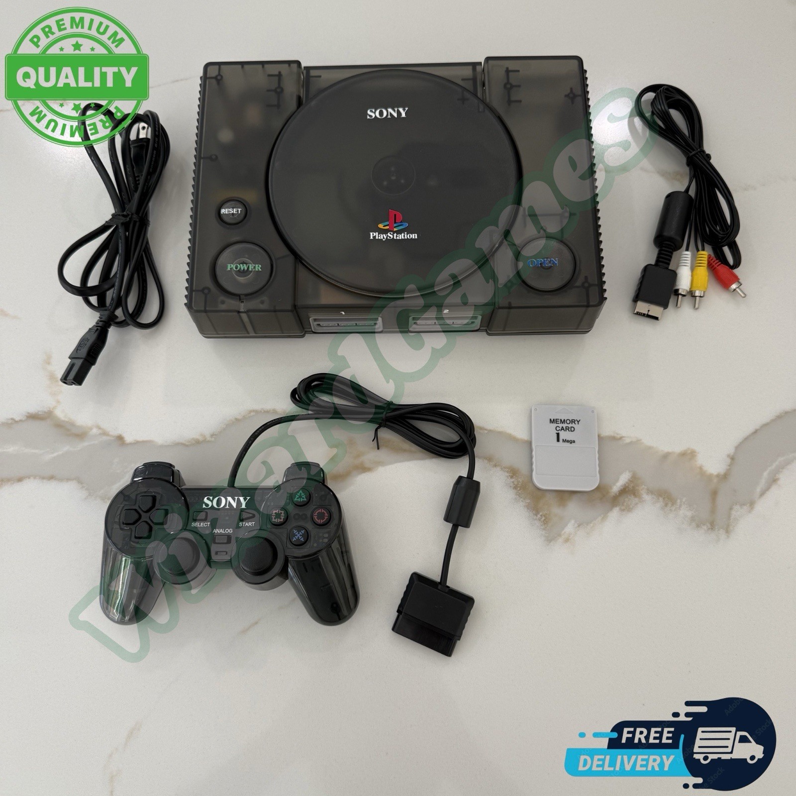 PS1 Sony PlayStation 1 Console (SCPH-5501) Bundle Translucent Black – New LASER