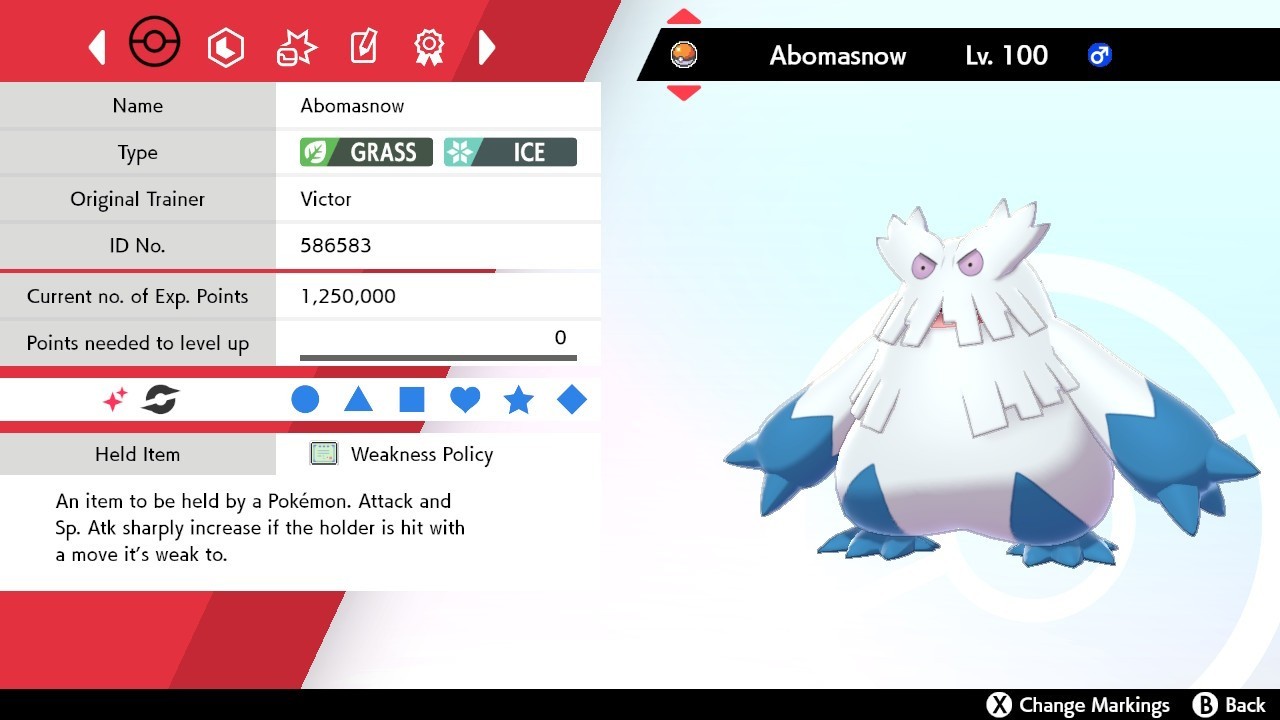 Abomasnow Shiny 6IVS Pokemon Sword and Shield