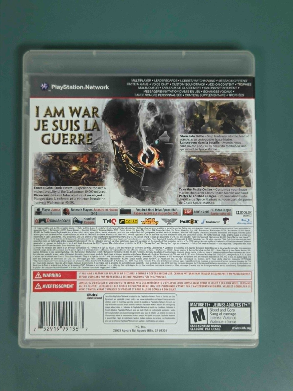 Warhammer 40000: Space Marine (Playstation 3, ps3, 2011) Video Game CIB Complete
