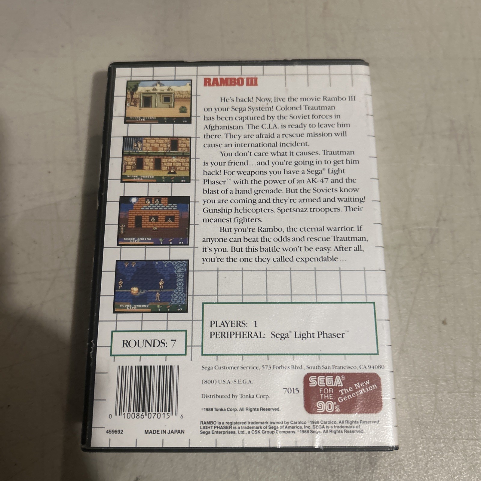 Rambo & Rambo III 3 Sega Master System Games