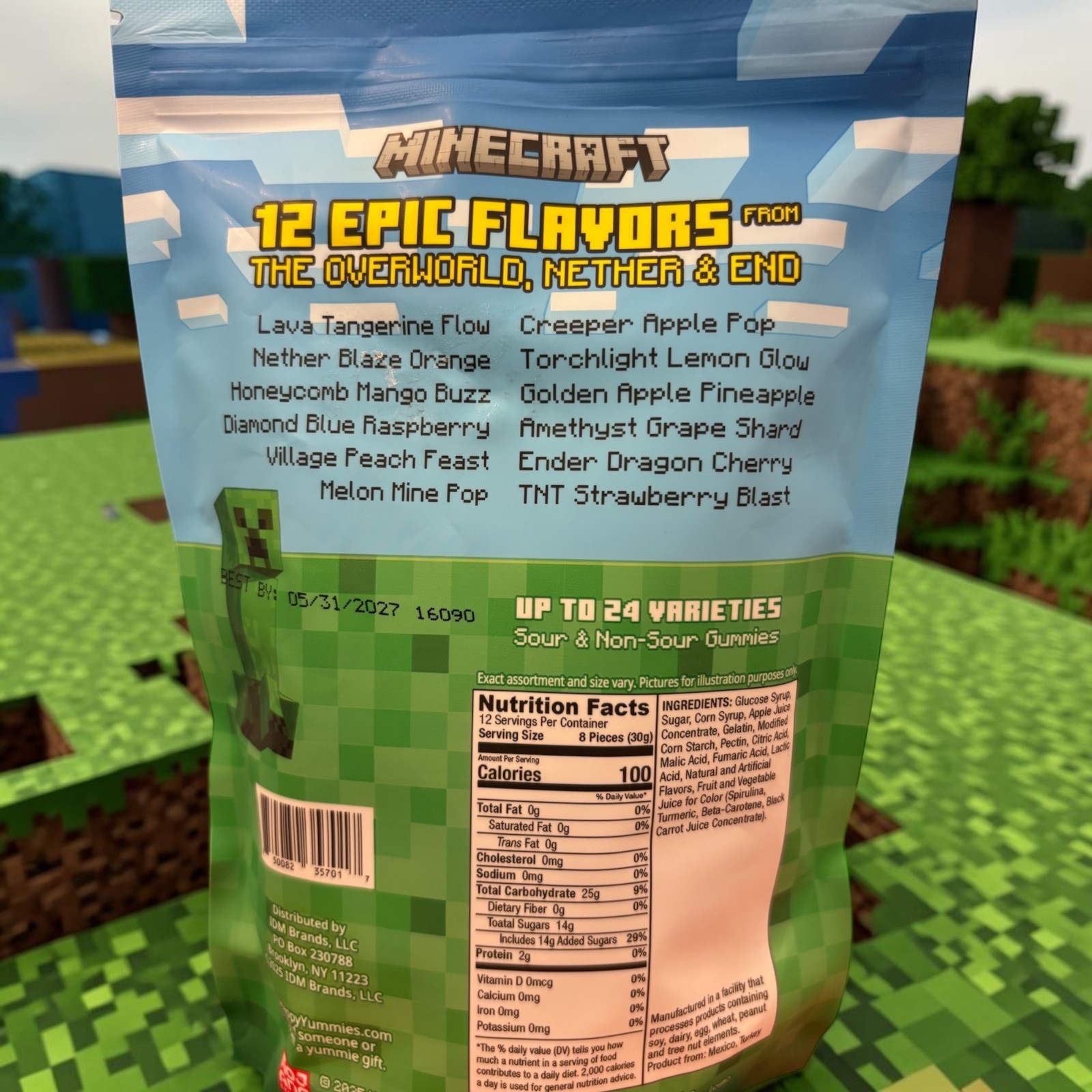 MINECRAFT Gummy Blocks Gummies 12oz Hidden Ender Dragon Honeycomb Creeper