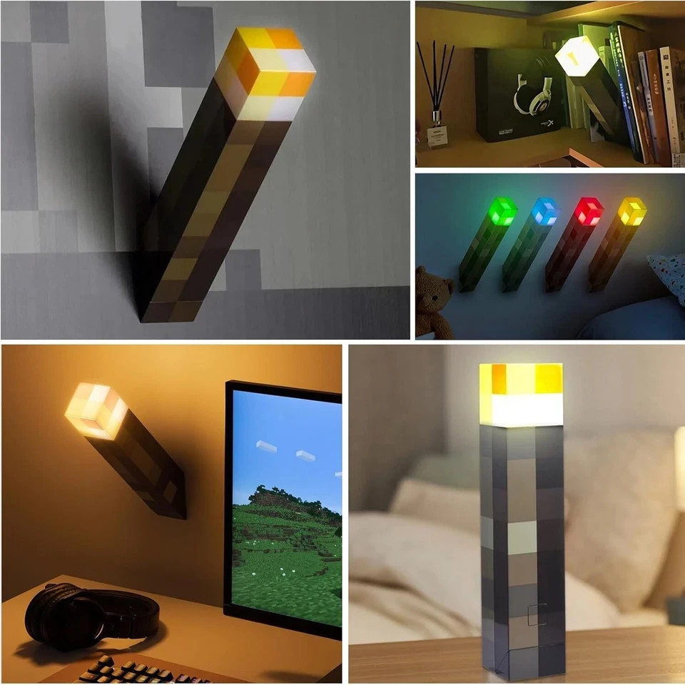 Buy 2 Get One Free 7-Color Minecraft Torch Rechargeable Portable Night LED Light
