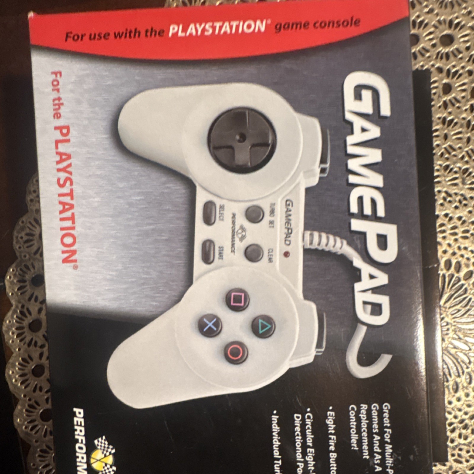 Performance GamePad Turbo Fire Wired Controller for PlayStation 1, Gray