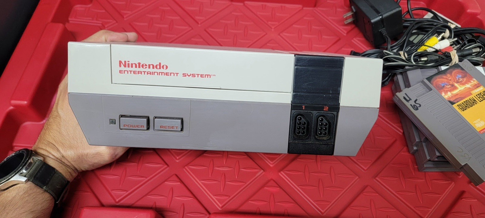 Nintendo NES Console Bundle Controller 4 Games Guardian Legend Joust Tested
