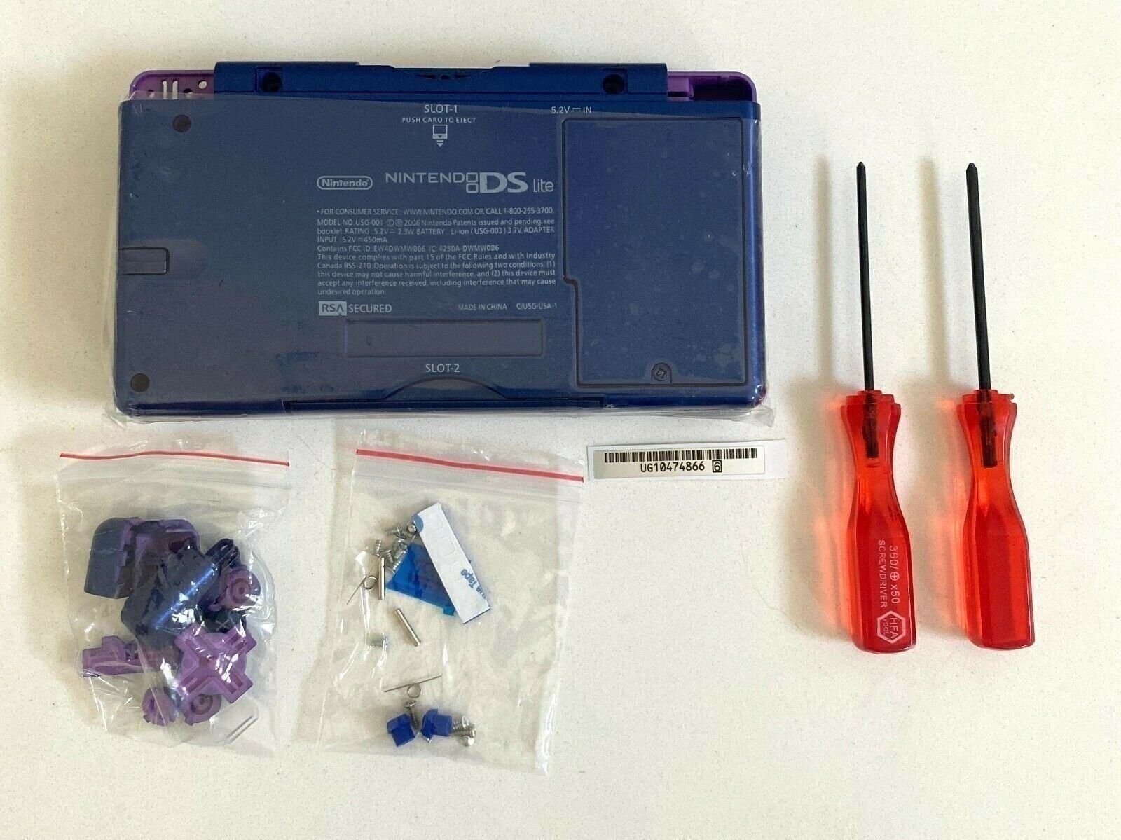 Replacement Housing for Nintendo DS Lite Glass Lens Shell Cobalt All Blue