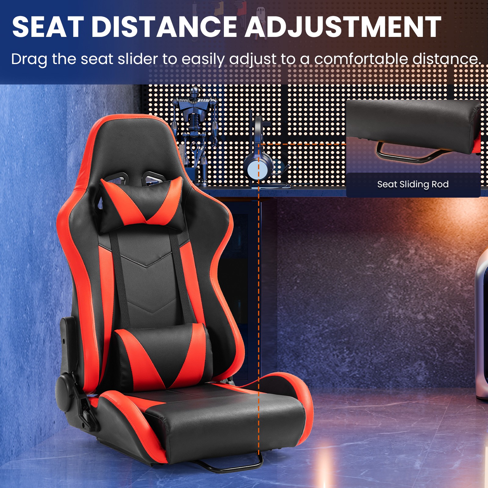 Minneer Racing Game Seat for Steering Wheel Stand Sim Cockpit Double Slide Track