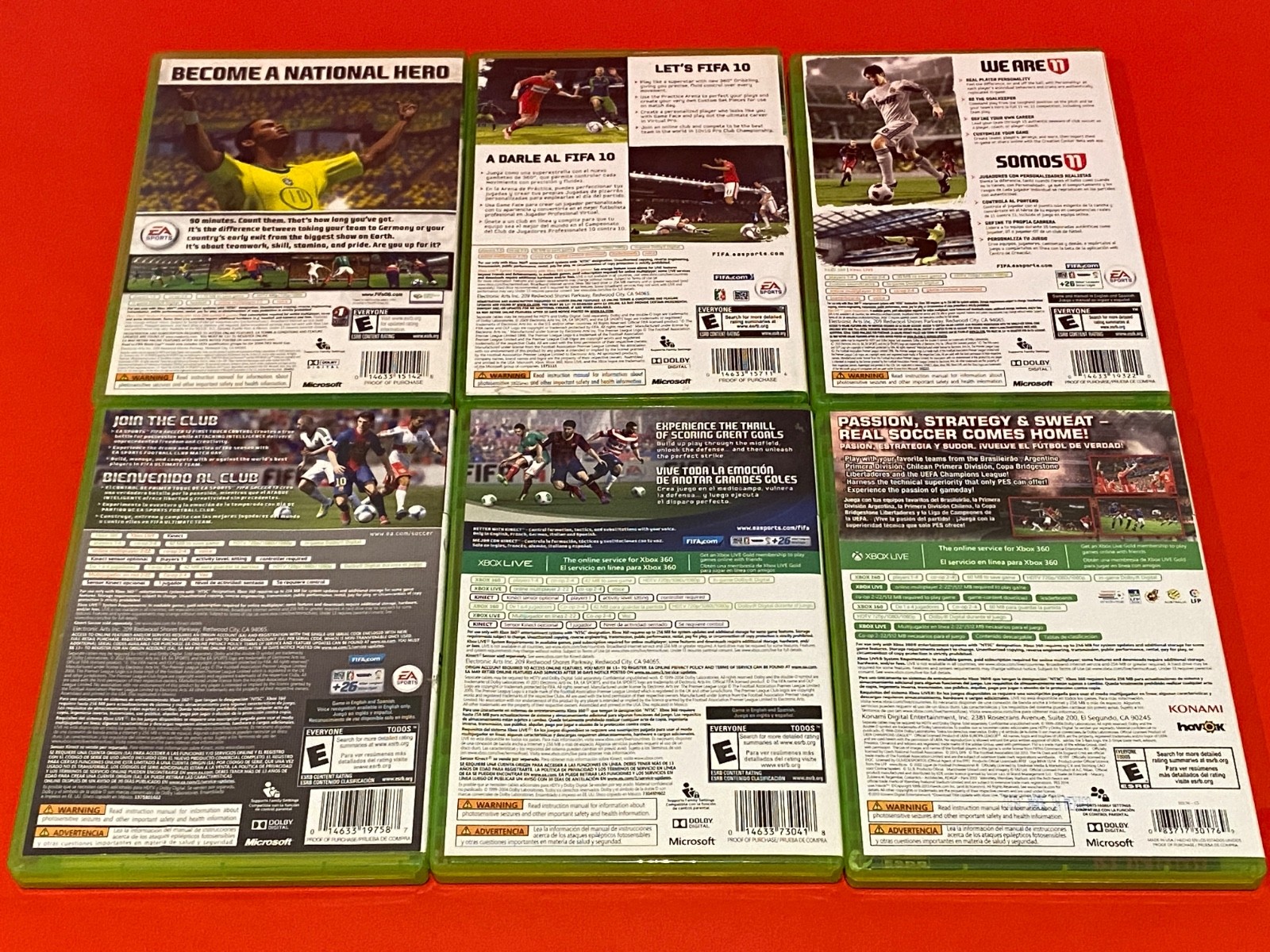 FIFA Soccer 06 World Cup 10 11 13 14 & PES 2014 Xbox 360 Lot of 6- Tested, Clean