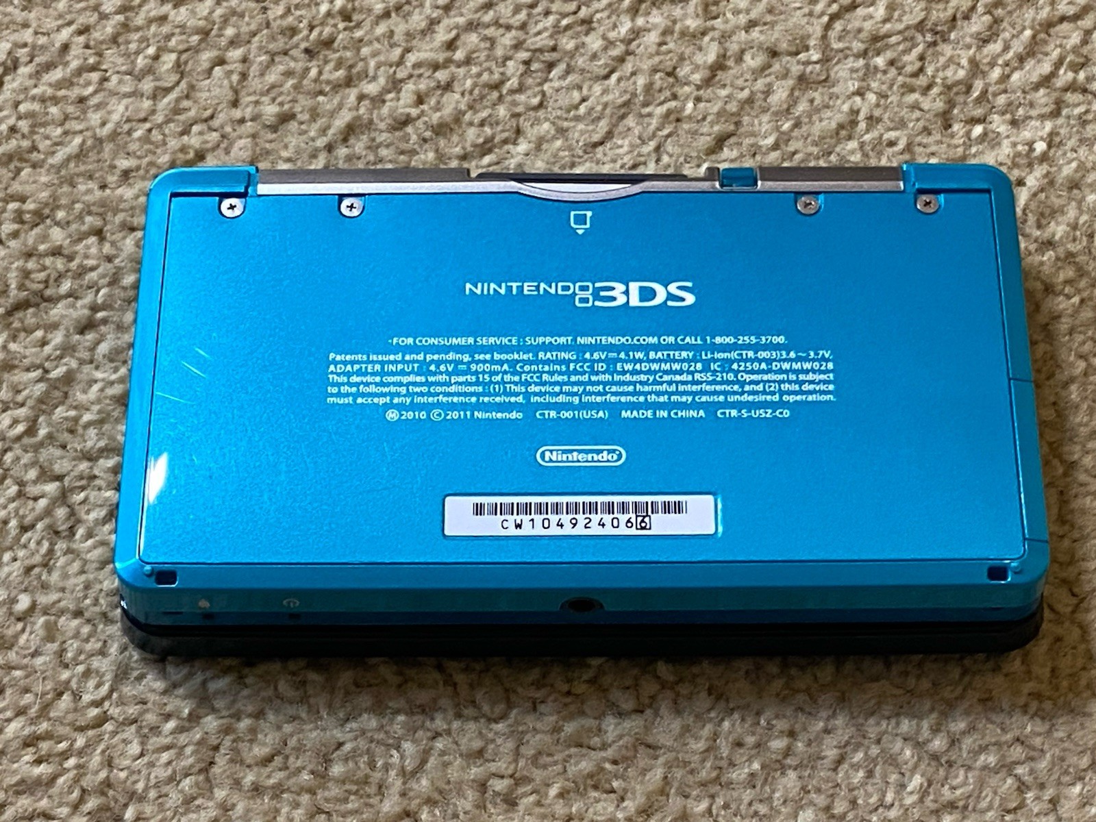 Nintendo 3DS Console Game System CTR-001 Teal USA VERSION Fast Free Ship
