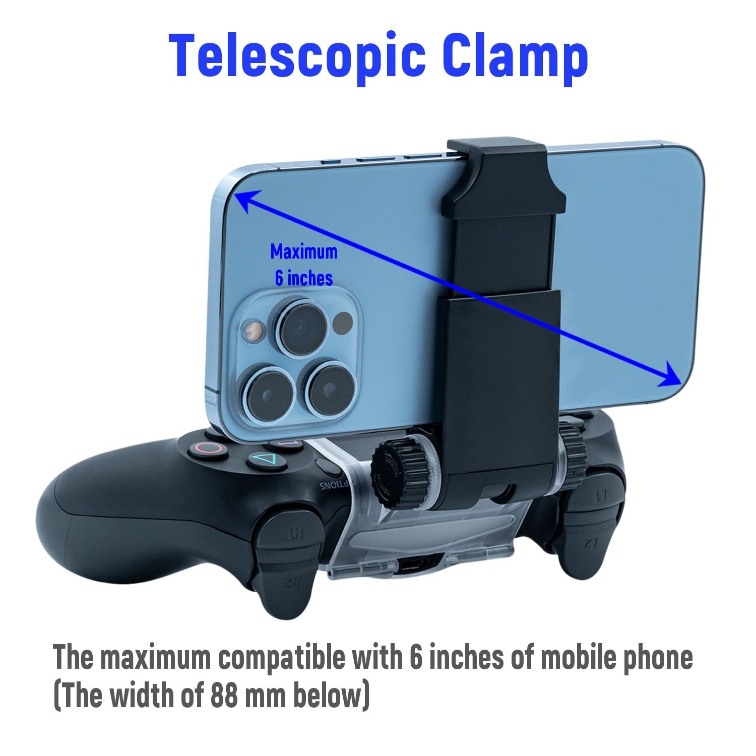 PS4 Controller Phone Mount Clip – Adjustable Holder for Smartphones Up to 6 Inch