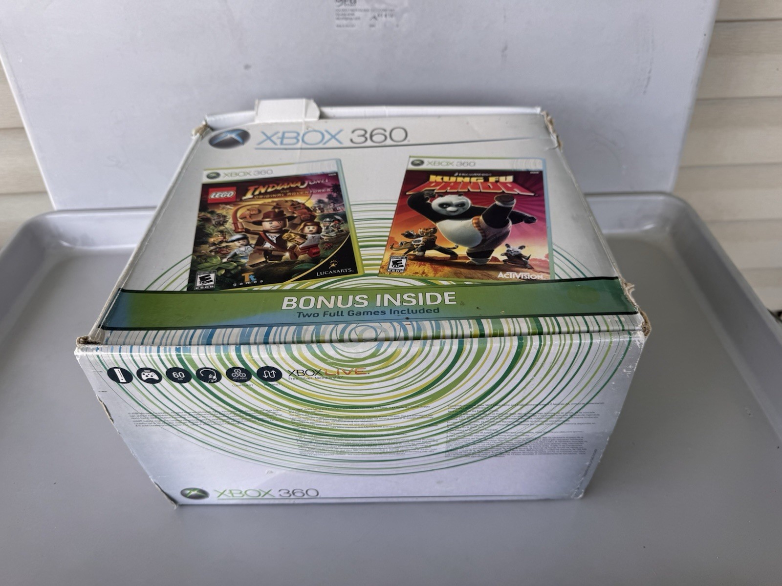 Xbox 360 60G Console With Game Cords WiFi Adaptor Manual Box Tested W/ Black Ops