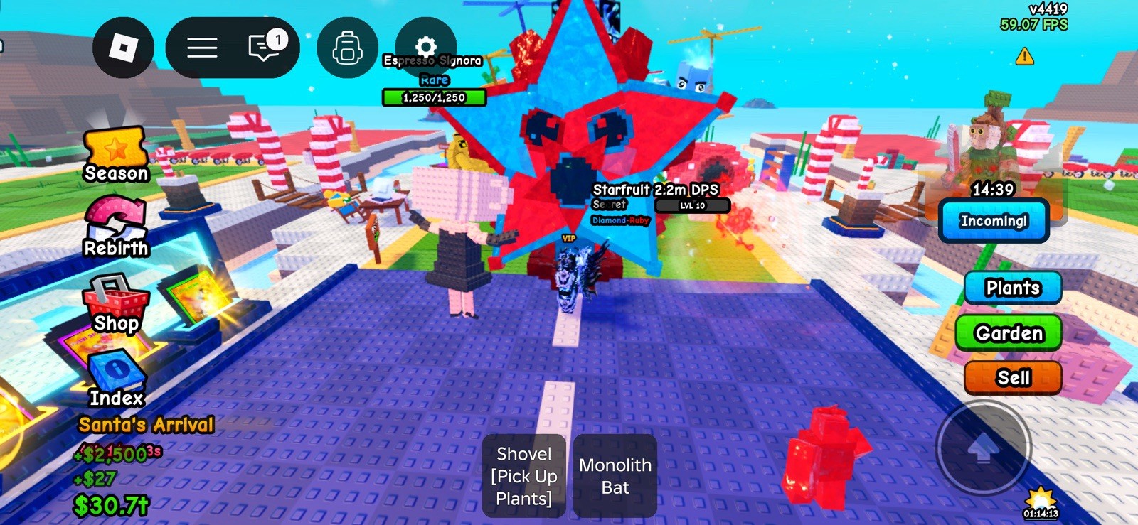 Diamond And Ruby Starfruit 2.2 Million Dps On Plant Vs Brainrot Roblox