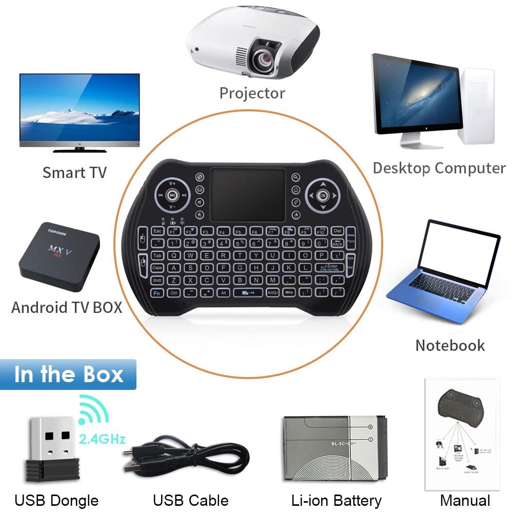 BL Mini Keyboard Wireless with Touchpad and Mouse Keyboard, Multi-color